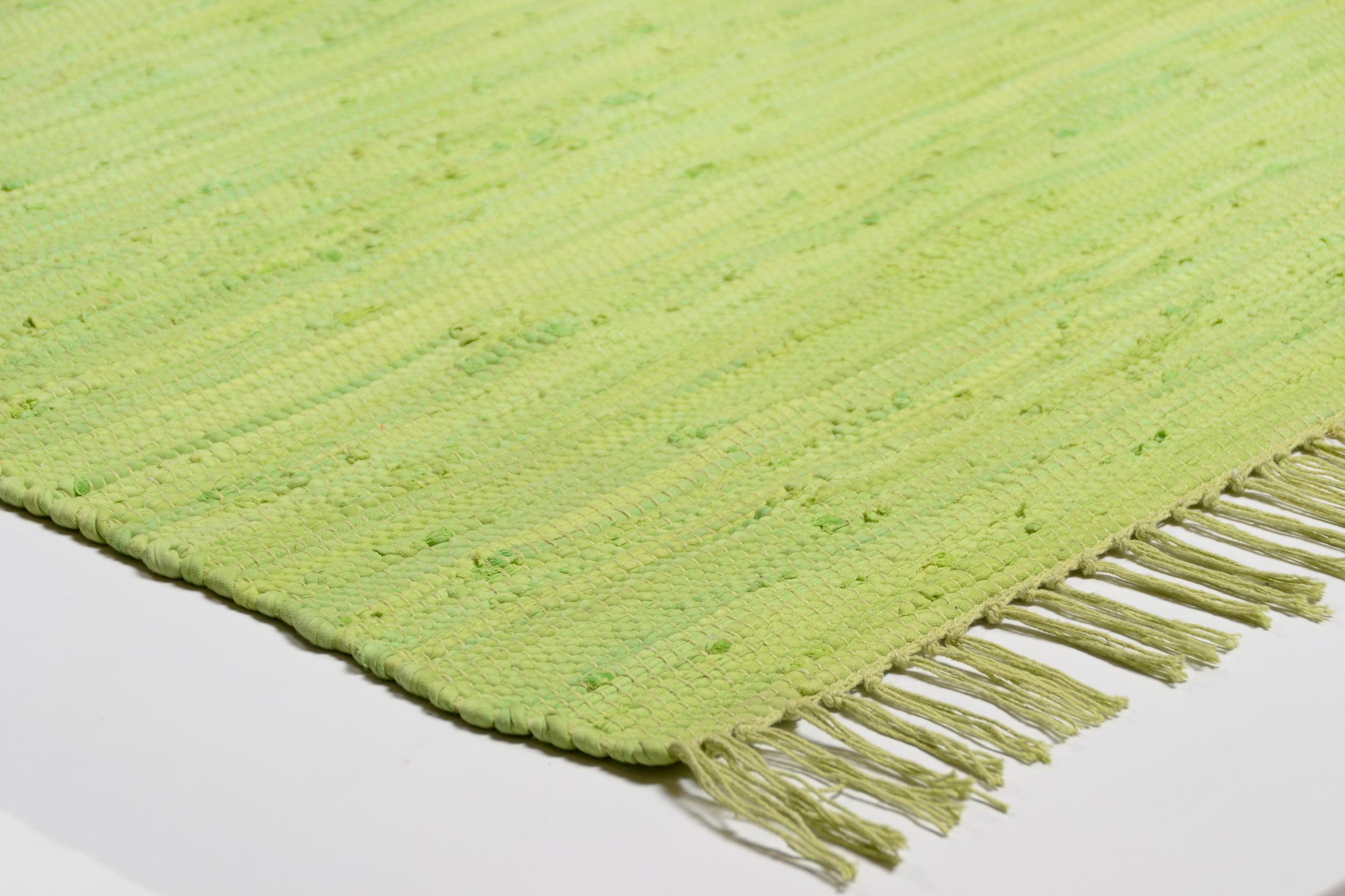 Wohnzimmer Teppich Happy Cotton Uni 300 Green aus 100% Baumwolle, in der Farbe Green | Homerugs - Detailsicht (3)