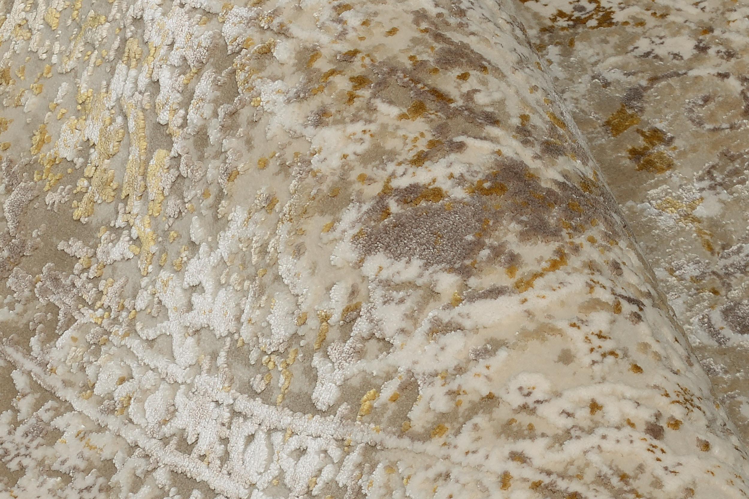 Wohnzimmer Teppich Impress 04 Beige-Gold aus 70% Viskose, 30% Polyacryl, in der Farbe Beige-Gold | Homerugs - Detailsicht (8)