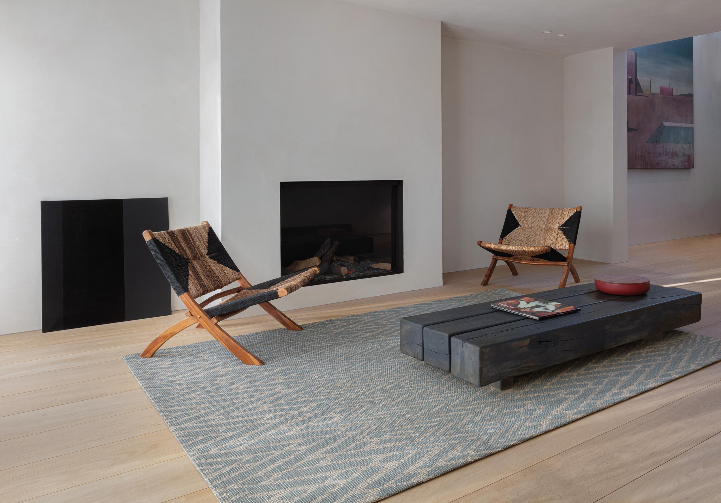 Schlafzimmer Teppich Masai Silver Blue aus 45% Wolle, 34% Leinen, 10% Polyester, 9% Baumwolle, 2% Acryl, in der Farbe Silver Blue | Homerugs - Draufsicht