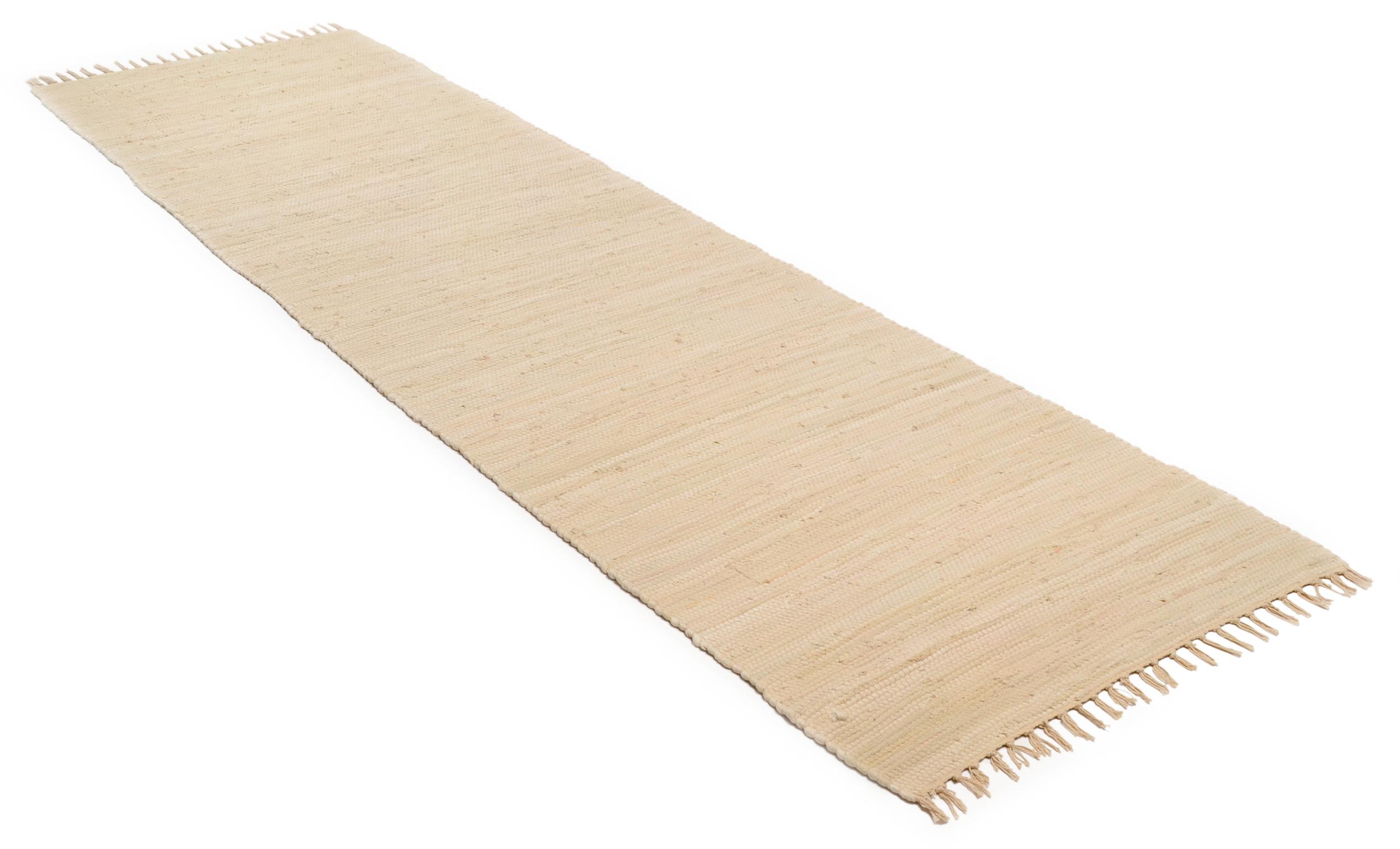 Flur / Korridor Teppich Happy Cotton Uni 100 Natural aus 100% Baumwolle, in der Farbe Natural | Homerugs - Draufsicht
