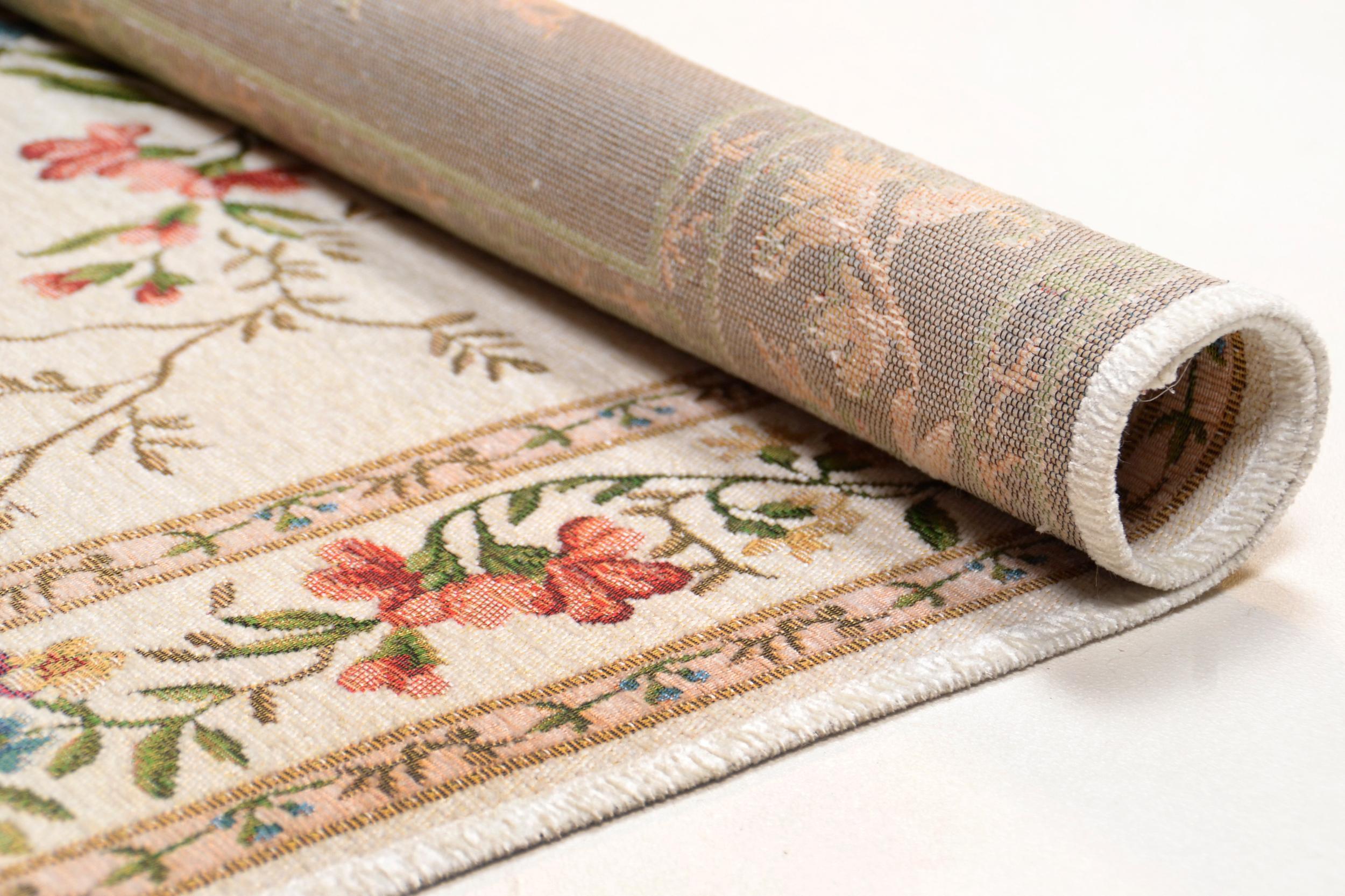 Wohnzimmer Teppich Flomi Sagrini 580 Cream aus 63% Polyester, 27% Polypropylen, 10% Baumwolle, in der Farbe Cream | Homerugs - Detailsicht (4)