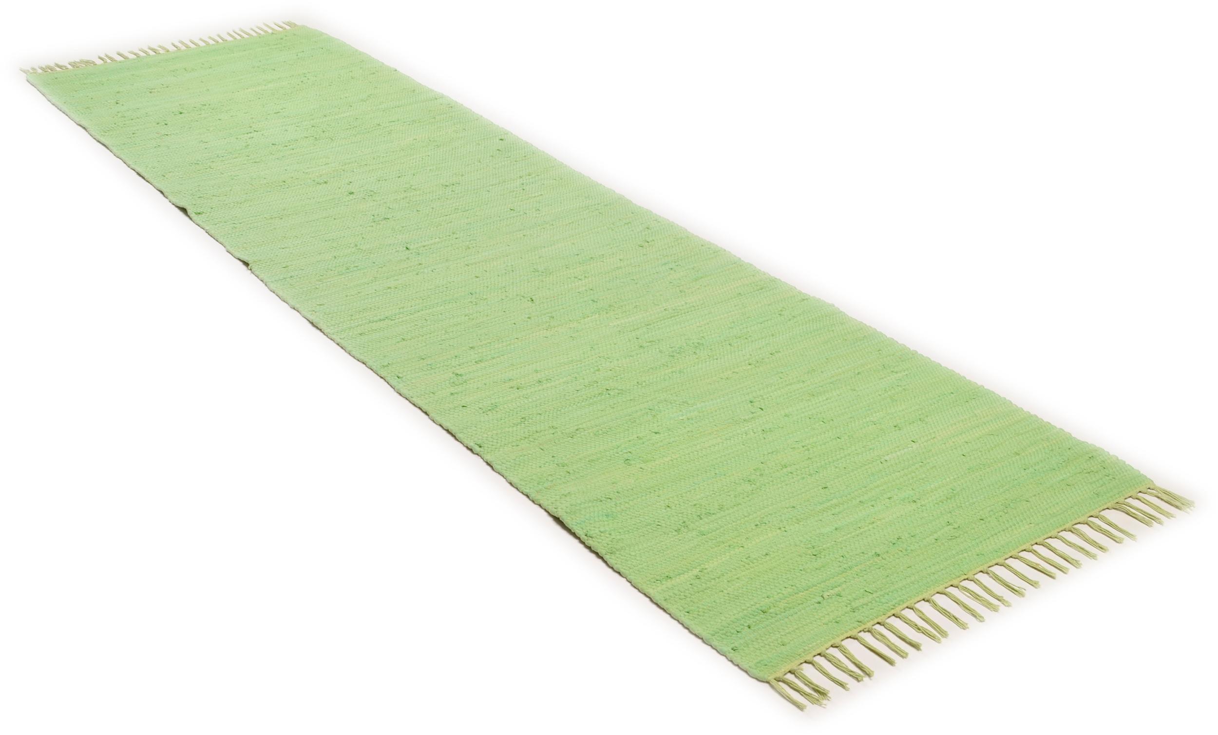 Flur / Korridor Teppich Happy Cotton Uni 300 Green aus 100% Baumwolle, in der Farbe Green | Homerugs - Detailsicht (5)