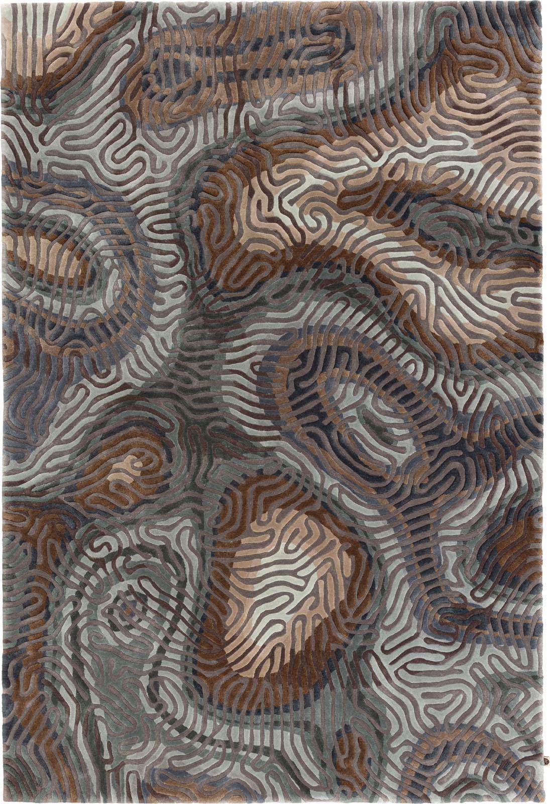 Wohnzimmer Teppich Parallel Brain Sea Pine aus 100% Meerseide, in der Farbe Sea Pine | Homerugs - Detailsicht (5)