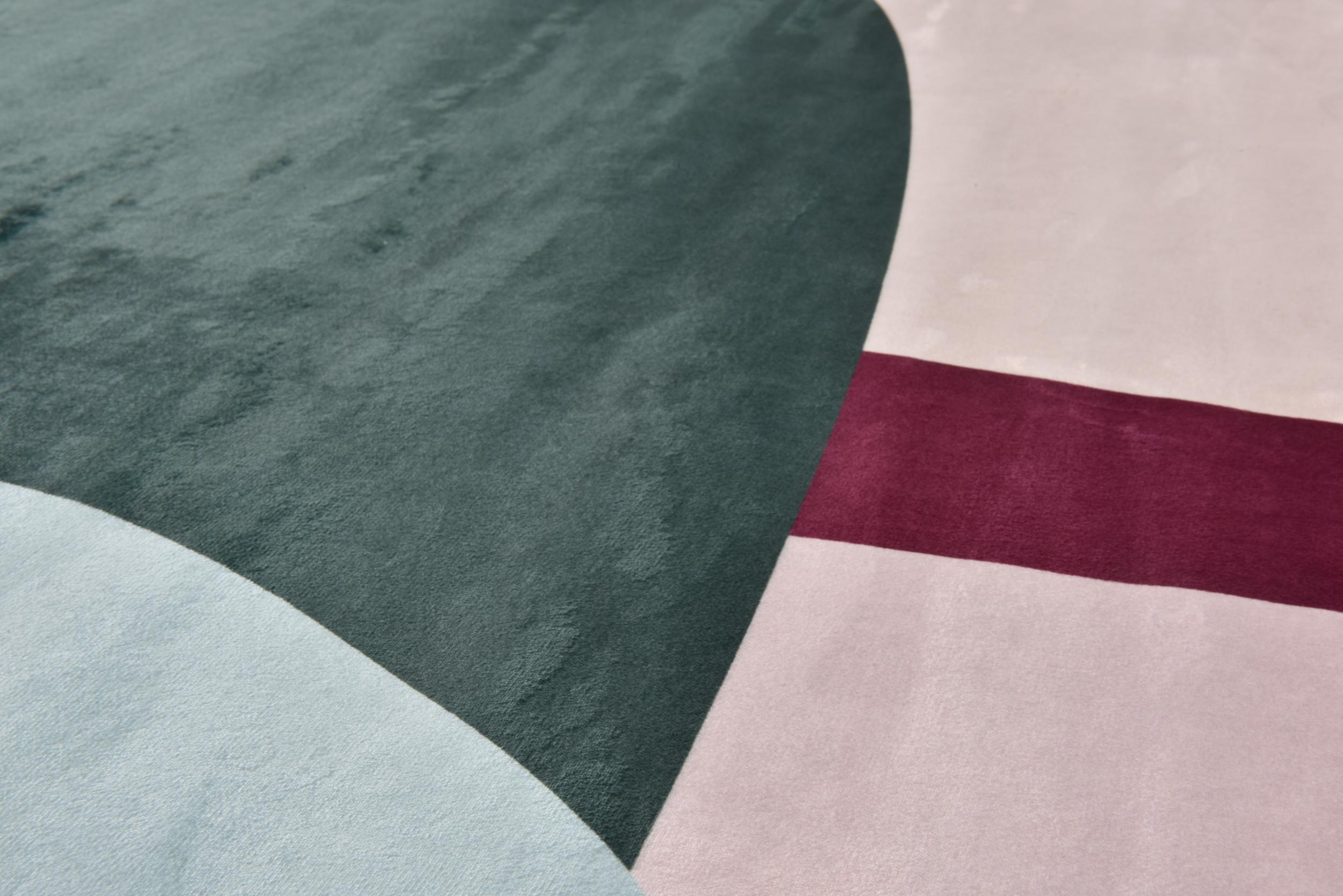 Schlafzimmer Teppich Shapes Four 305 Green/Multi aus 100% Polyester (Microfaser), in der Farbe Green/Multi | Homerugs - Detailsicht (4)