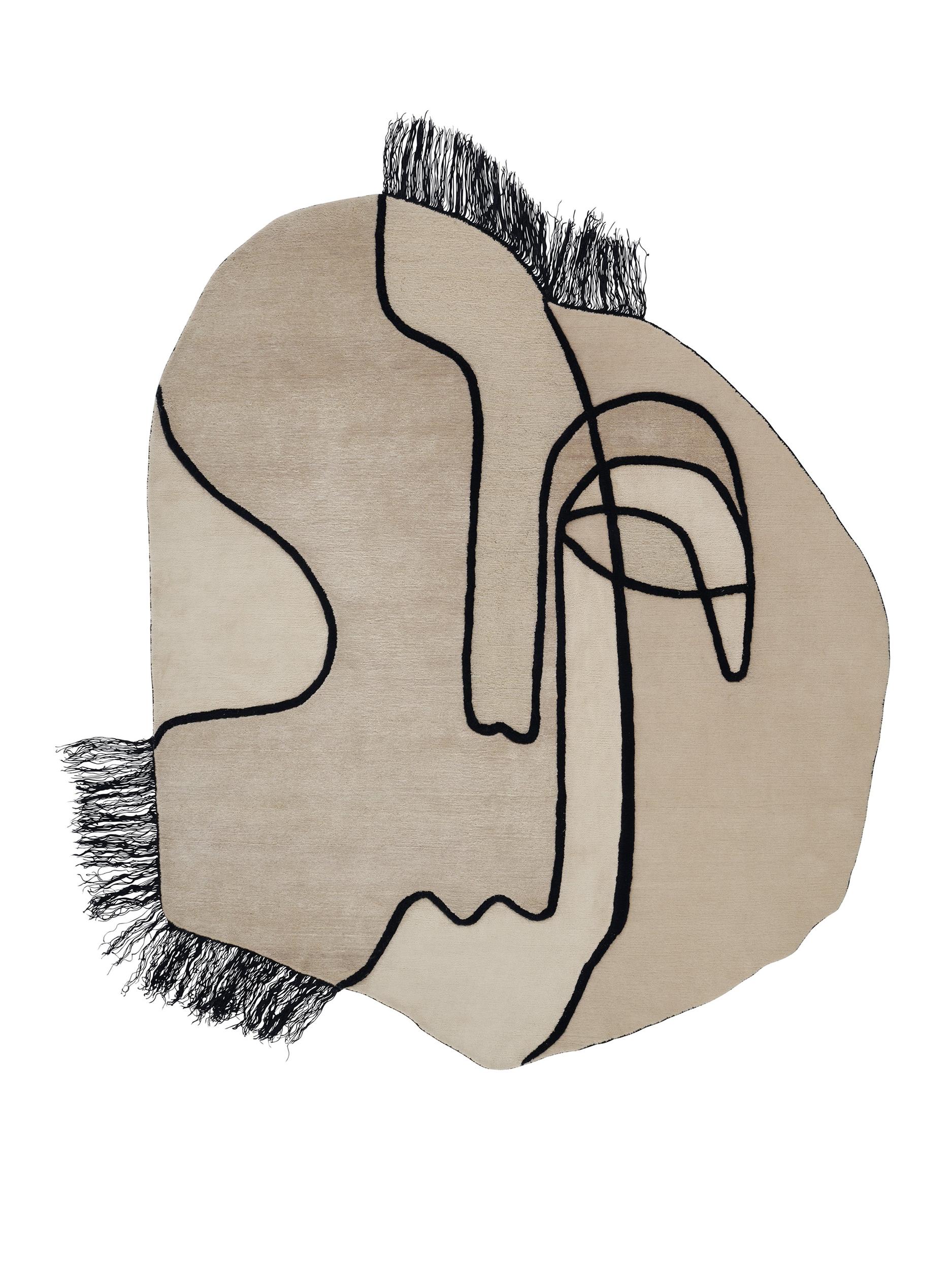 Schlafzimmer Teppich Slanted Self Beige aus 85% ungefärbte NZ Wolle, 15% ungefärbte Jute, in der Farbe Beige | Homerugs - Draufsicht