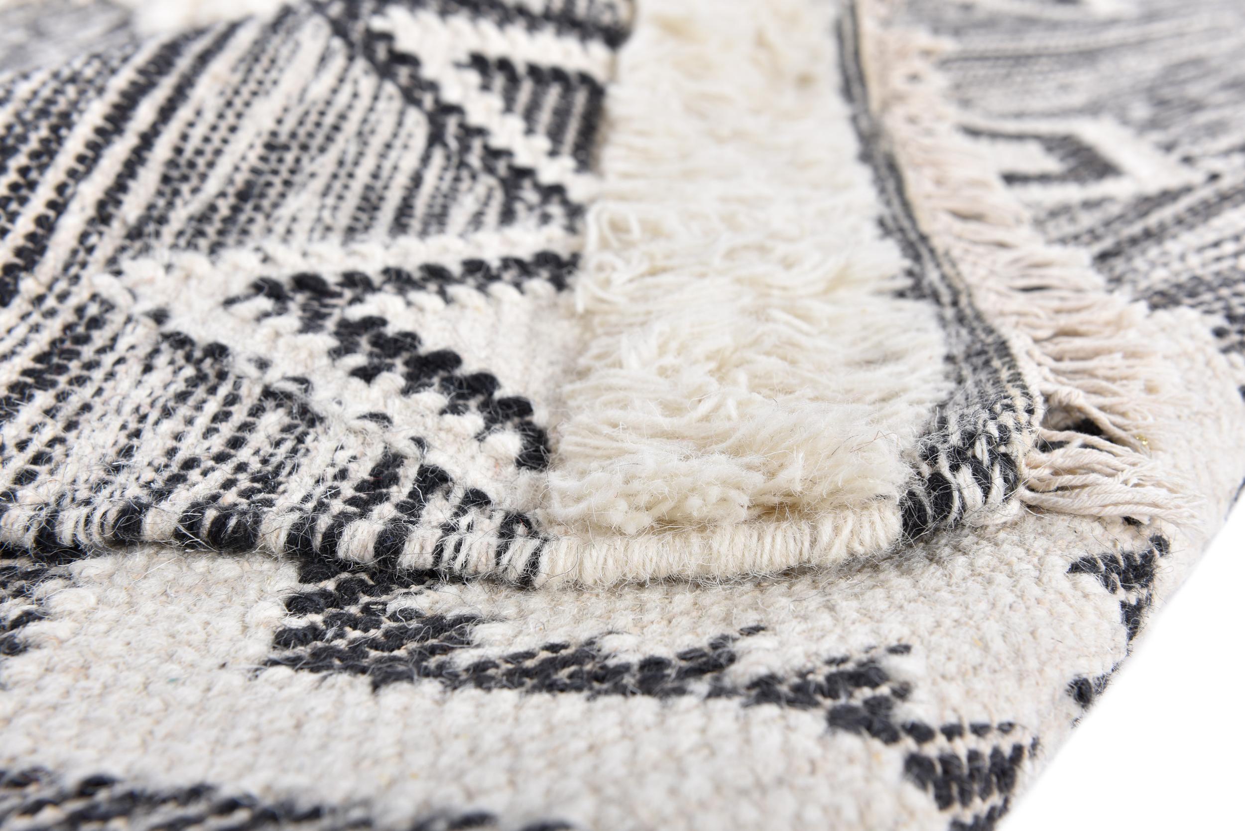 Wohnzimmer Teppich Mora 14019 615 Black/White aus 80% Schurwolle / 20% Baumwolle, in der Farbe Black/White | Homerugs - Draufsicht
