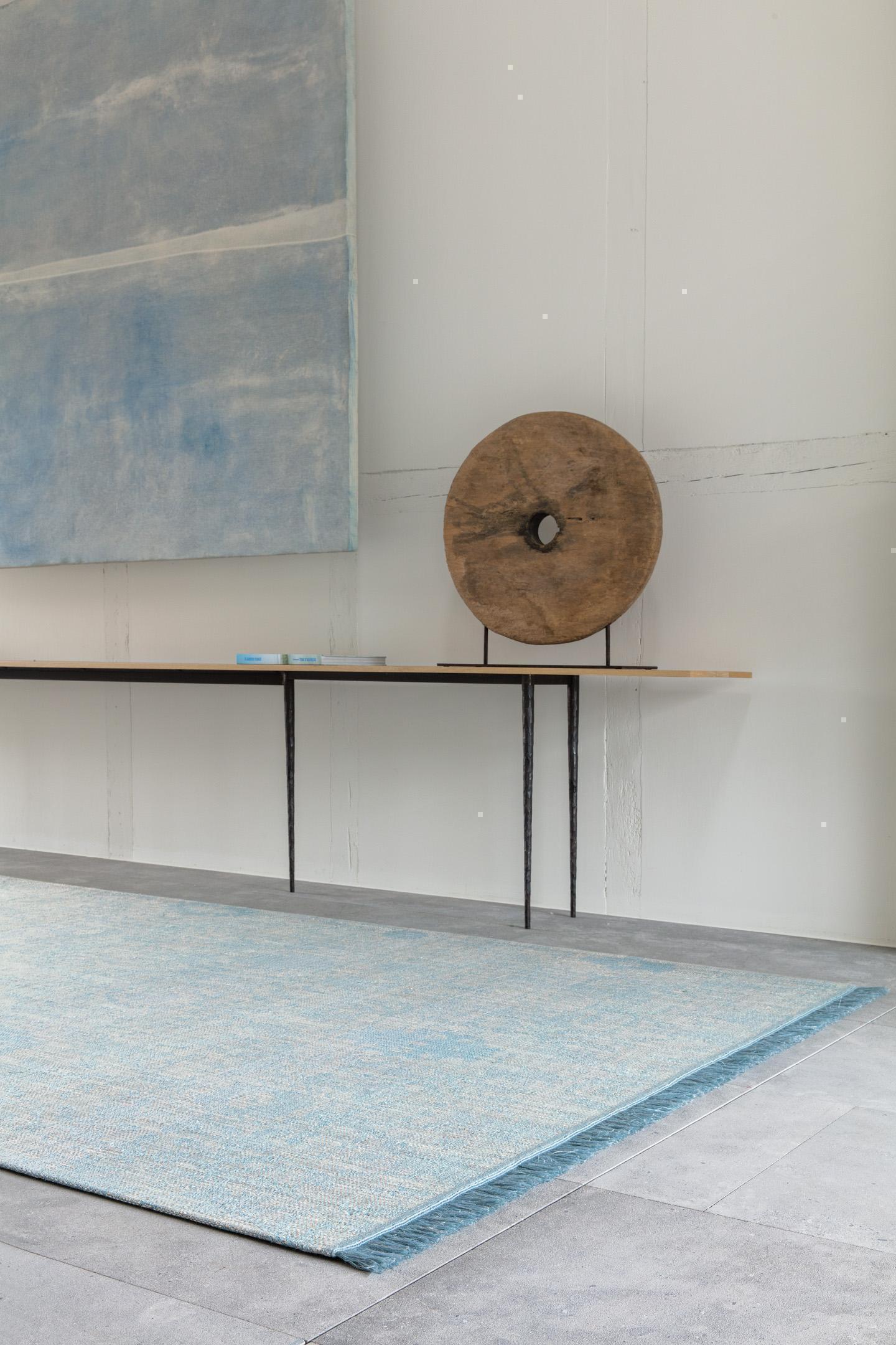 Schlafzimmer Teppich Elixir Pearl aus 36% Wolle, 36% Leinen, 13% Polyester, 9% Viskose, 6% Baumwolle, in der Farbe Pearl | Homerugs - Draufsicht