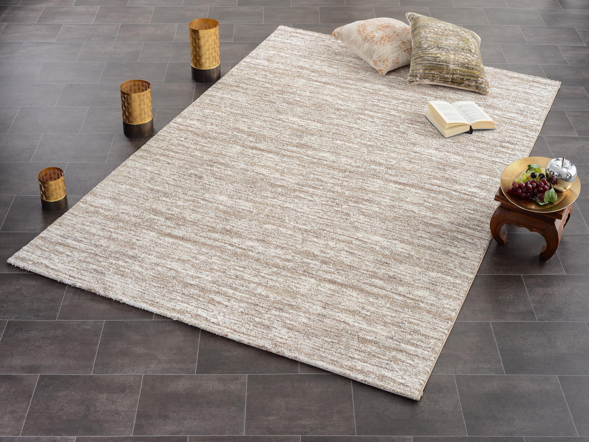 Teppich Kubis Melange aus 100% Polyester, in der Farbe Creme-Braun | Homerugs - Detailsicht (3)
