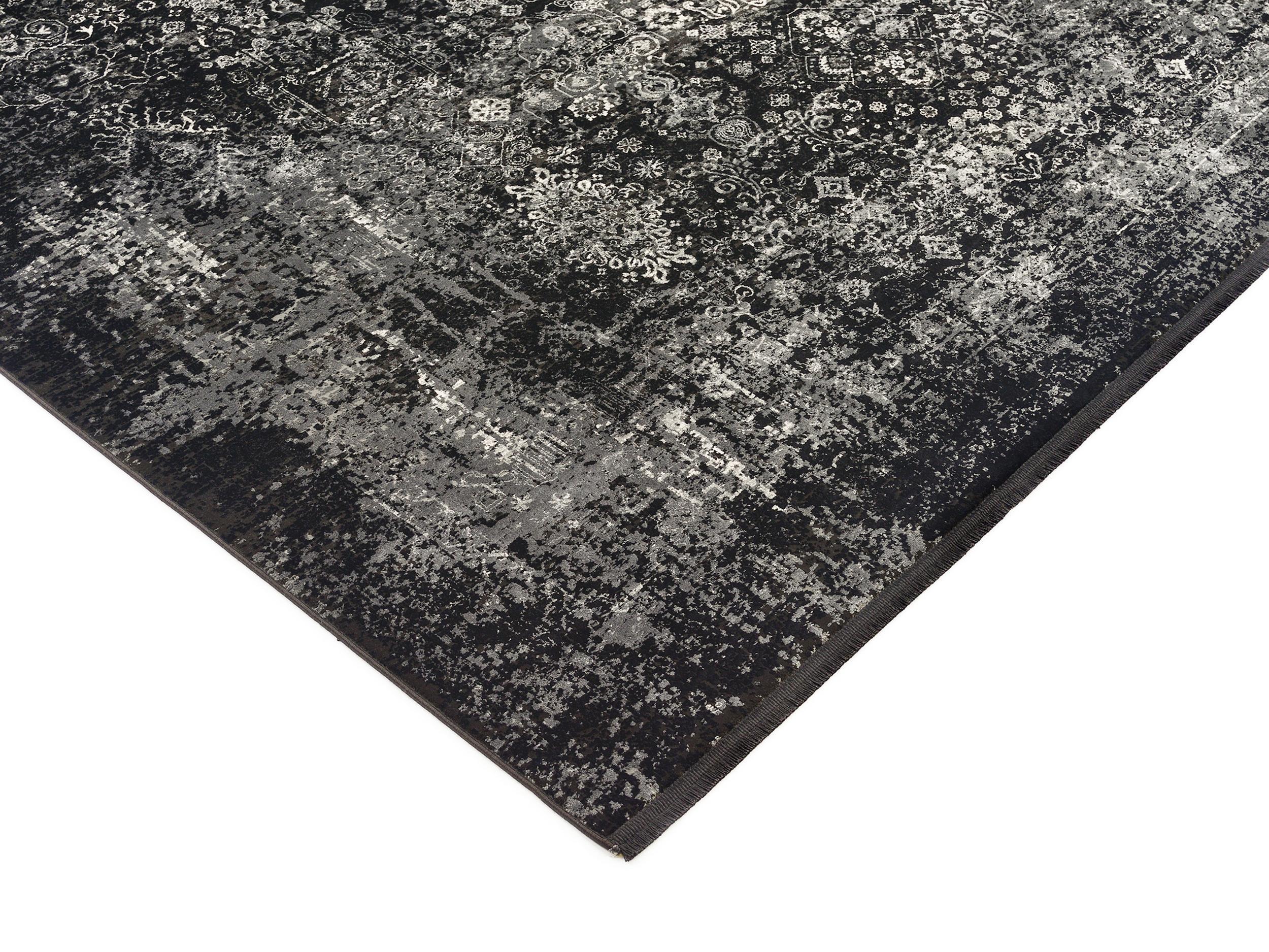 Schlafzimmer Teppich Impress 21 Schwarz-Grau aus 70% Viskose, 30% Polyacryl, in der Farbe Schwarz-Grau | Homerugs - Detailsicht (7)