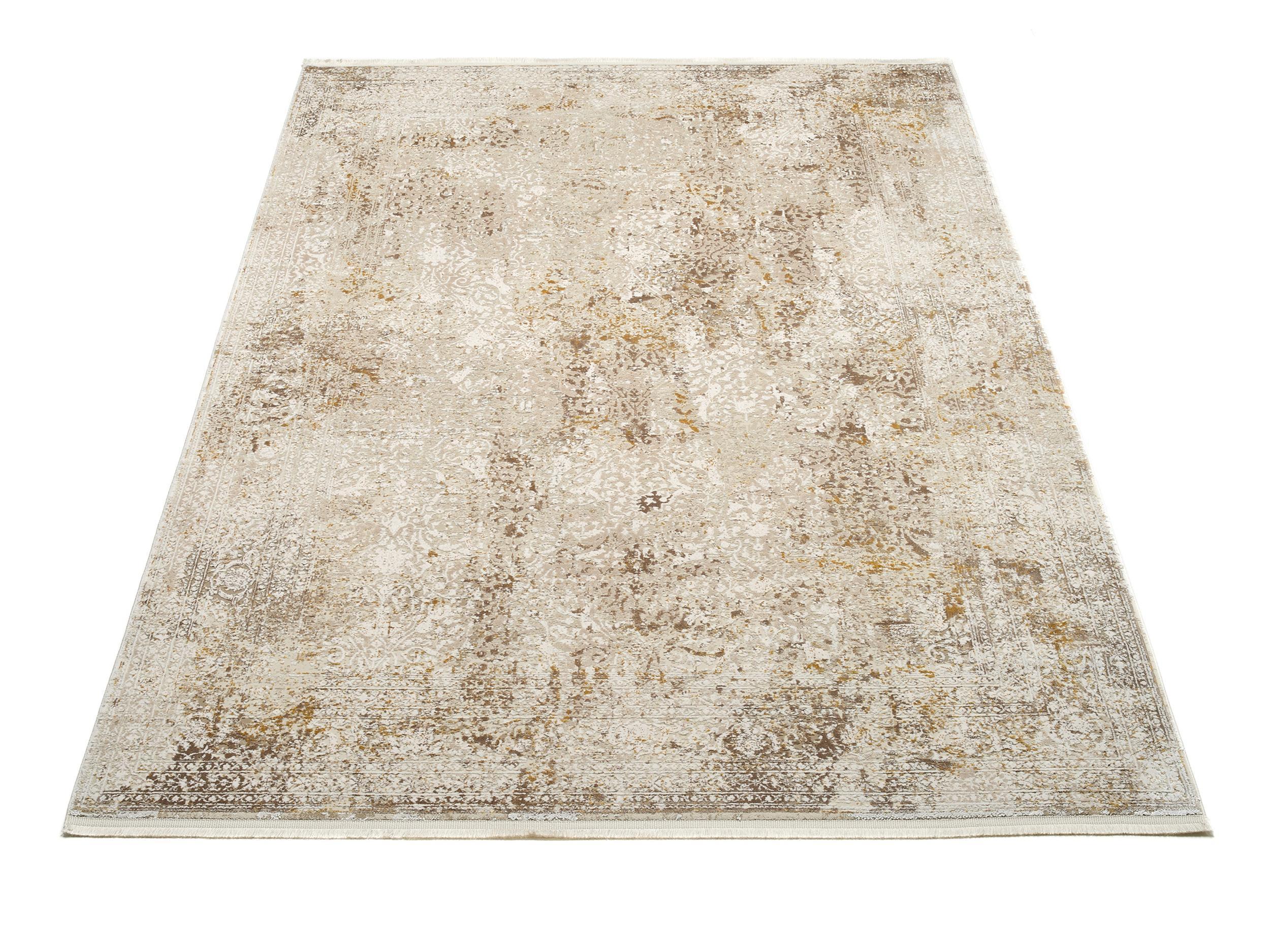 Wohnzimmer Teppich Impress 04 Beige-Gold aus 70% Viskose, 30% Polyacryl, in der Farbe Beige-Gold | Homerugs - Raumansicht