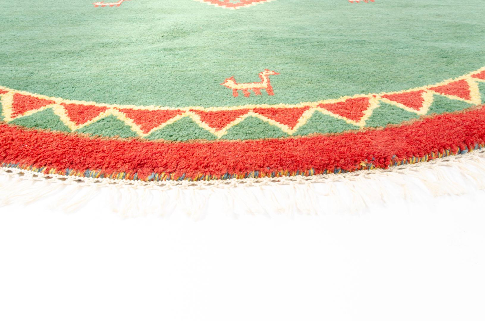 Teppich Gabbeh, Negra CH aus 100% Wolle, in der Farbe Grün/Rot | Homerugs - Detailsicht (4)