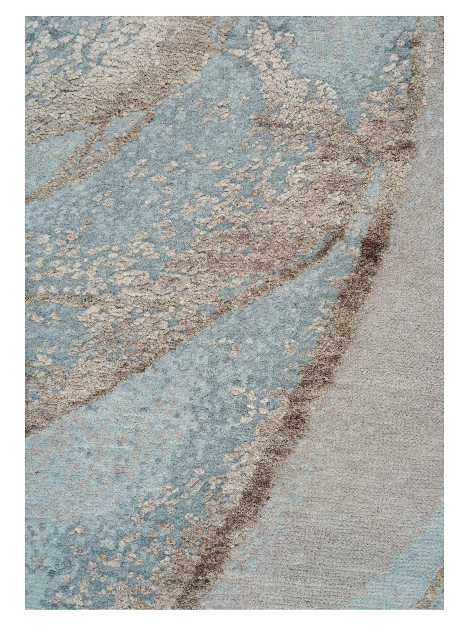 Schlafzimmer Teppich Pearl Auricle Aqua aus 75% NZ Wolle, 25% Seide, in der Farbe Aqua | Homerugs - Raumansicht