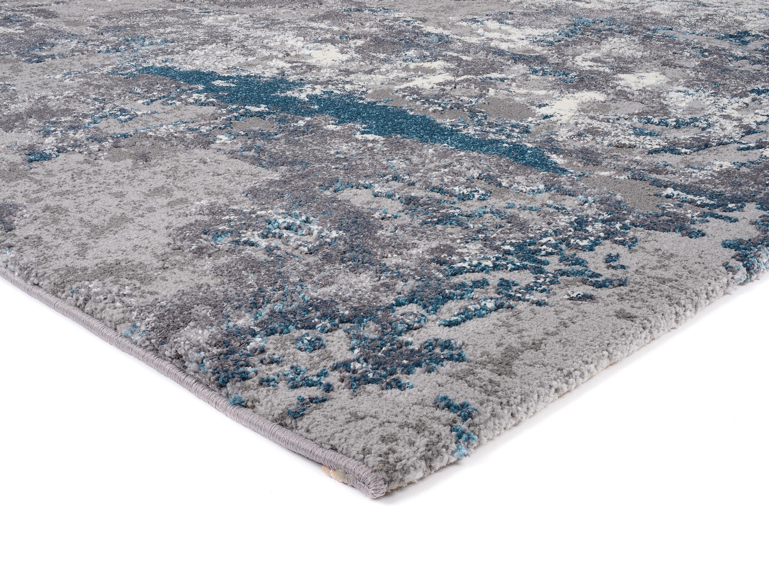 Schlafzimmer Teppich Expression Grau-Petrol aus 75% Polypropylen, 25% Polyester, in der Farbe Grau-Petrol | Homerugs - Raumansicht