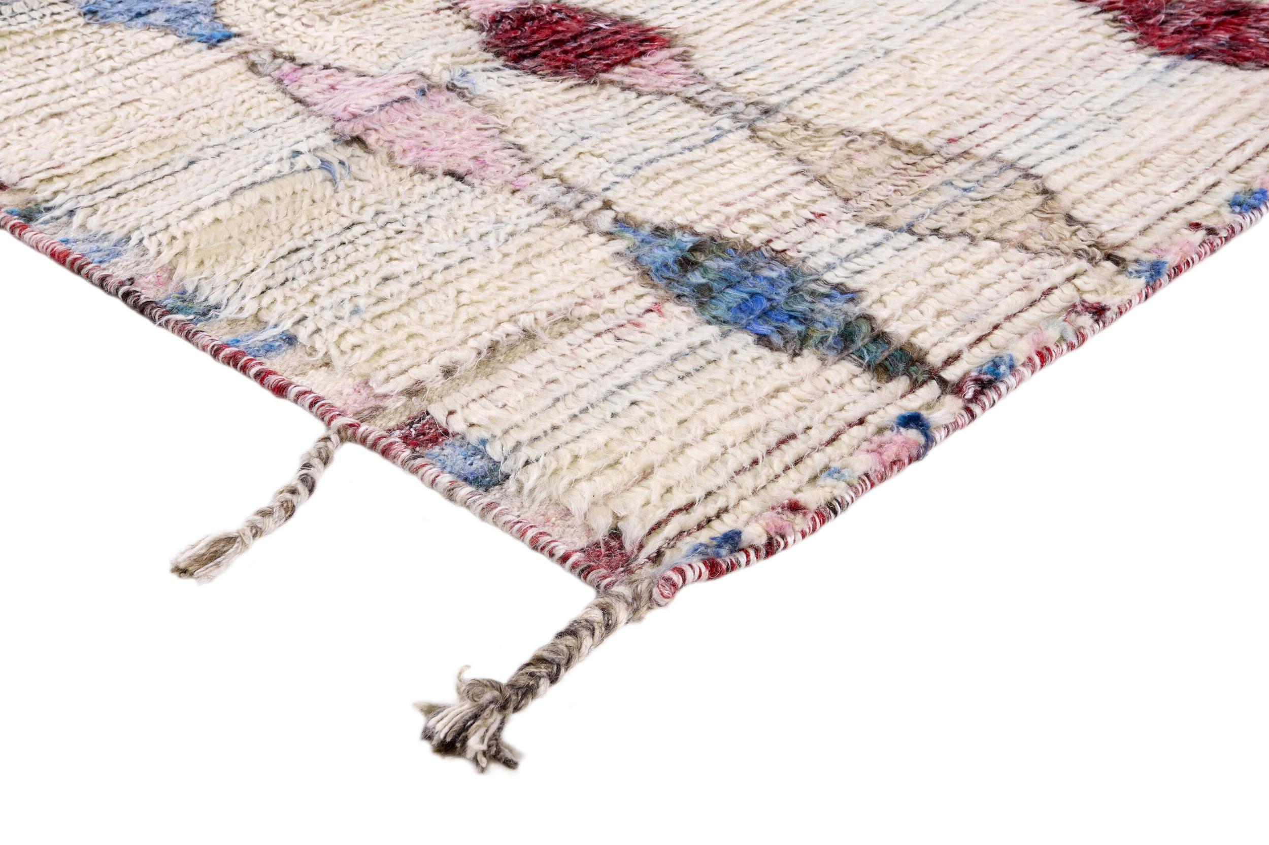 Teppich Tribe MD-31, Ivory Blue aus Wolle, in der Farbe Ivory | Homerugs - Detailsicht (3)