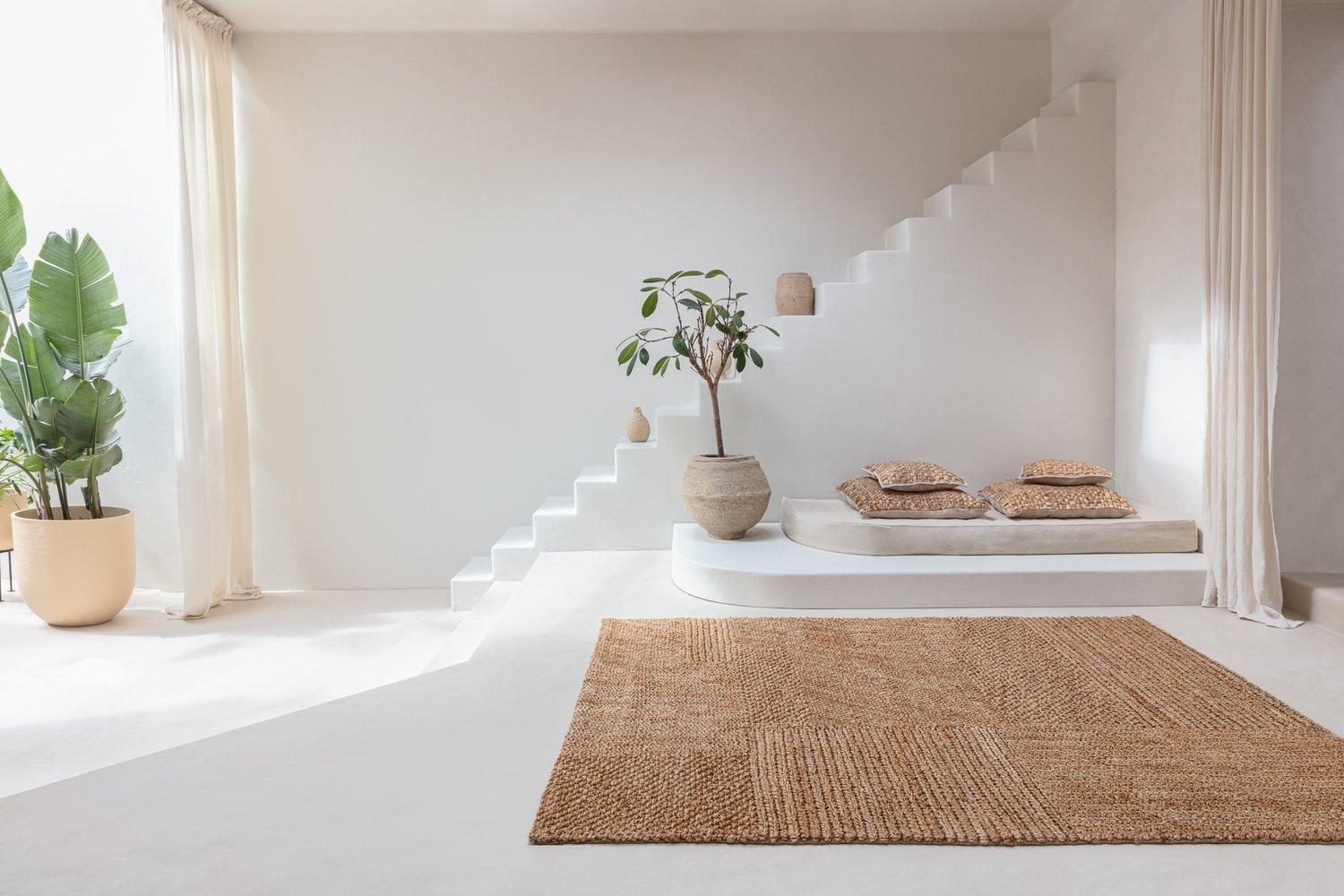 Schlafzimmer Teppich Handweb-Teppich Aerial Hellbraun aus 100% Jute, in der Farbe Hellbraun | Homerugs - Detailsicht (3)