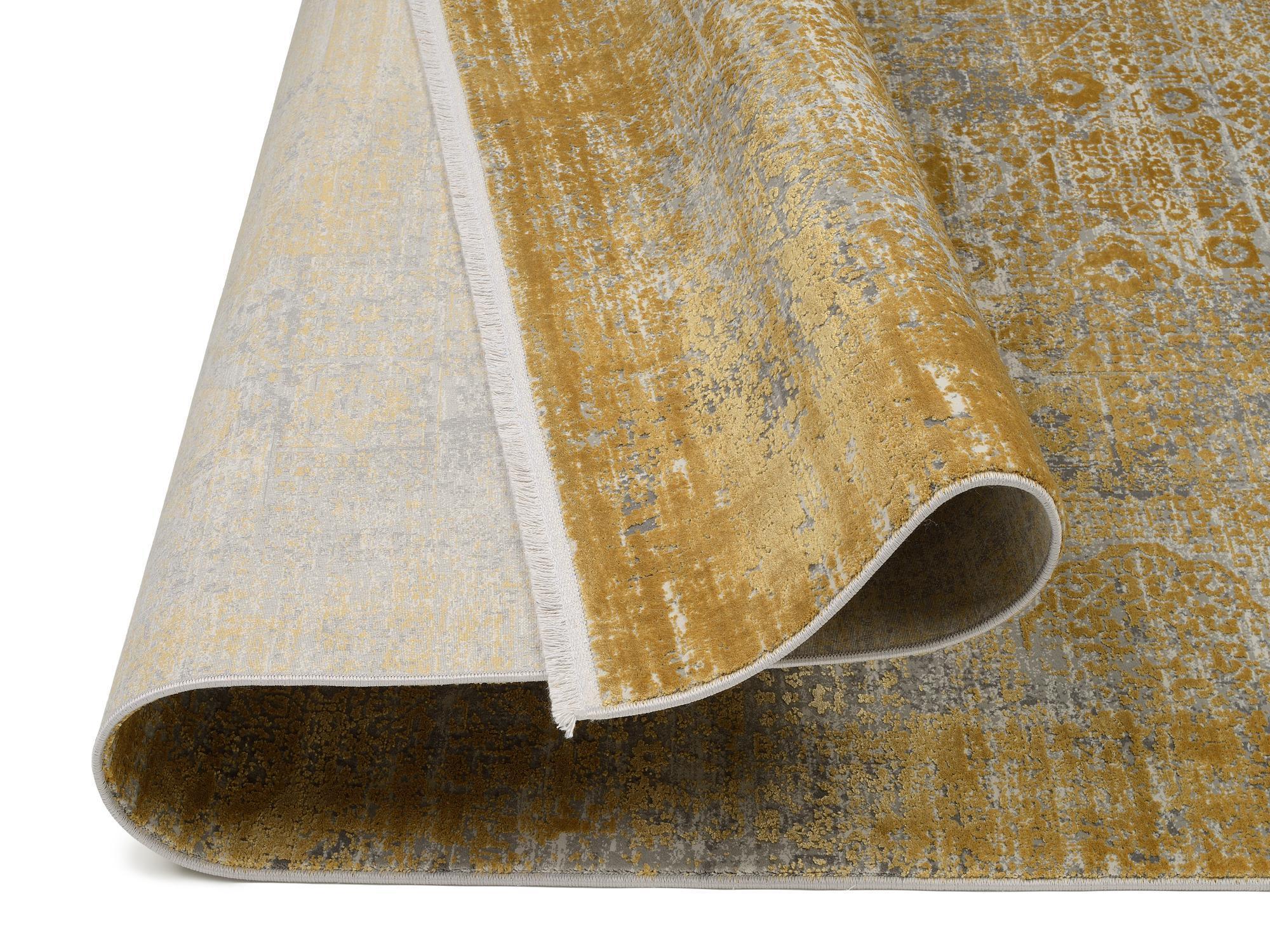 Living room rug Manhattan 02 Gold, 70% Viscose, 30% Acrylic, in colour Gold | Homerugs - Detail View (3)