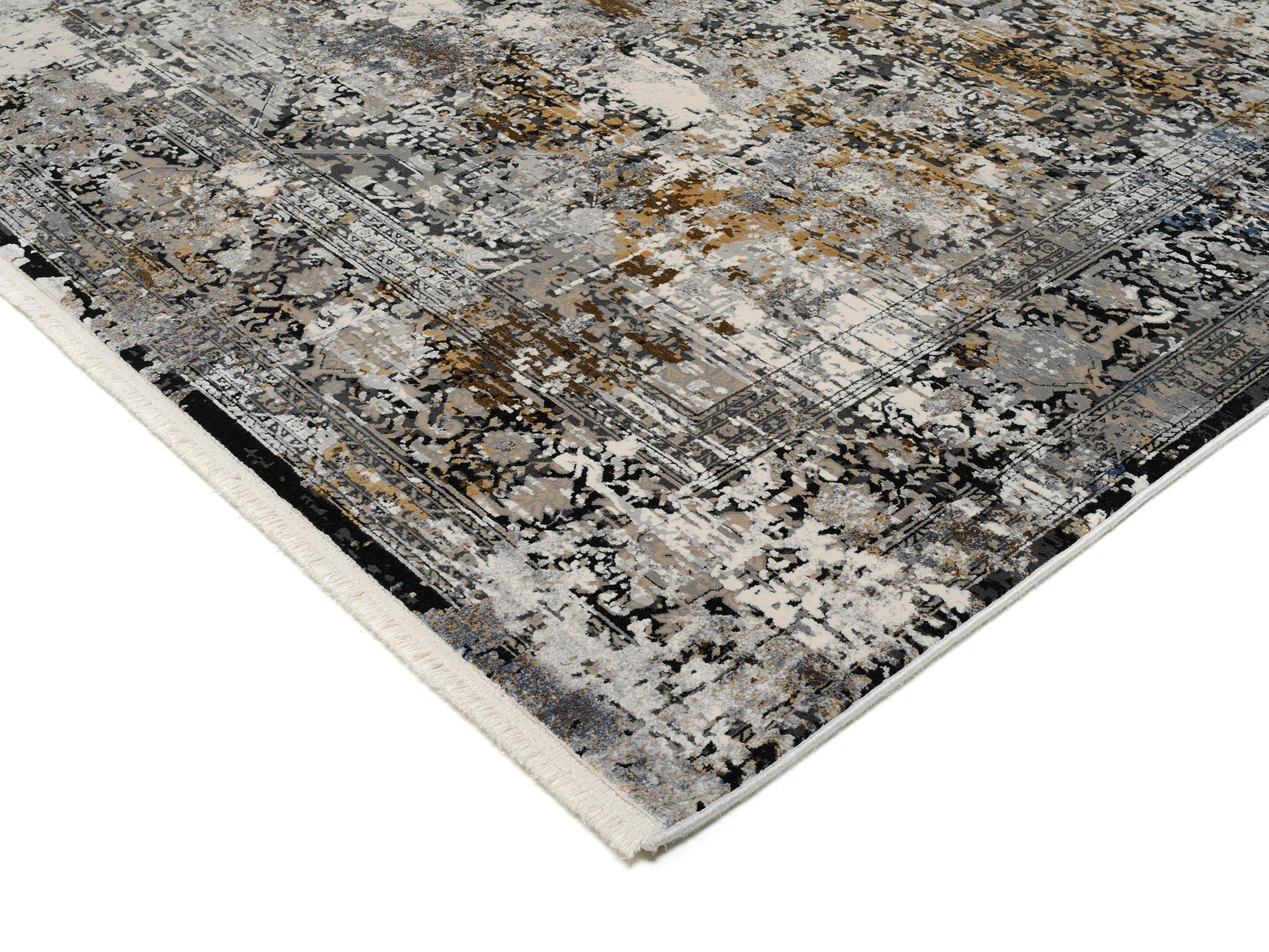 Wohnzimmer Teppich Impression Cassina Grau-Multicolor aus 70% Viskose, 30% Polyacryl, in der Farbe Grau-Multicolor | Homerugs - Detailsicht (3)