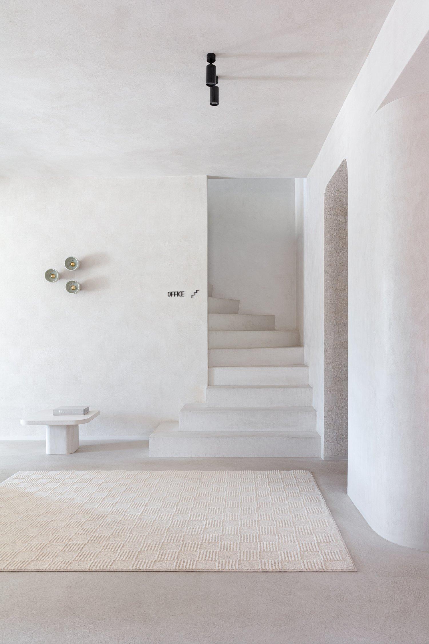 Wohnzimmer Teppich Check Beige aus 100% Wolle, in der Farbe Beige | Homerugs - Raumansicht