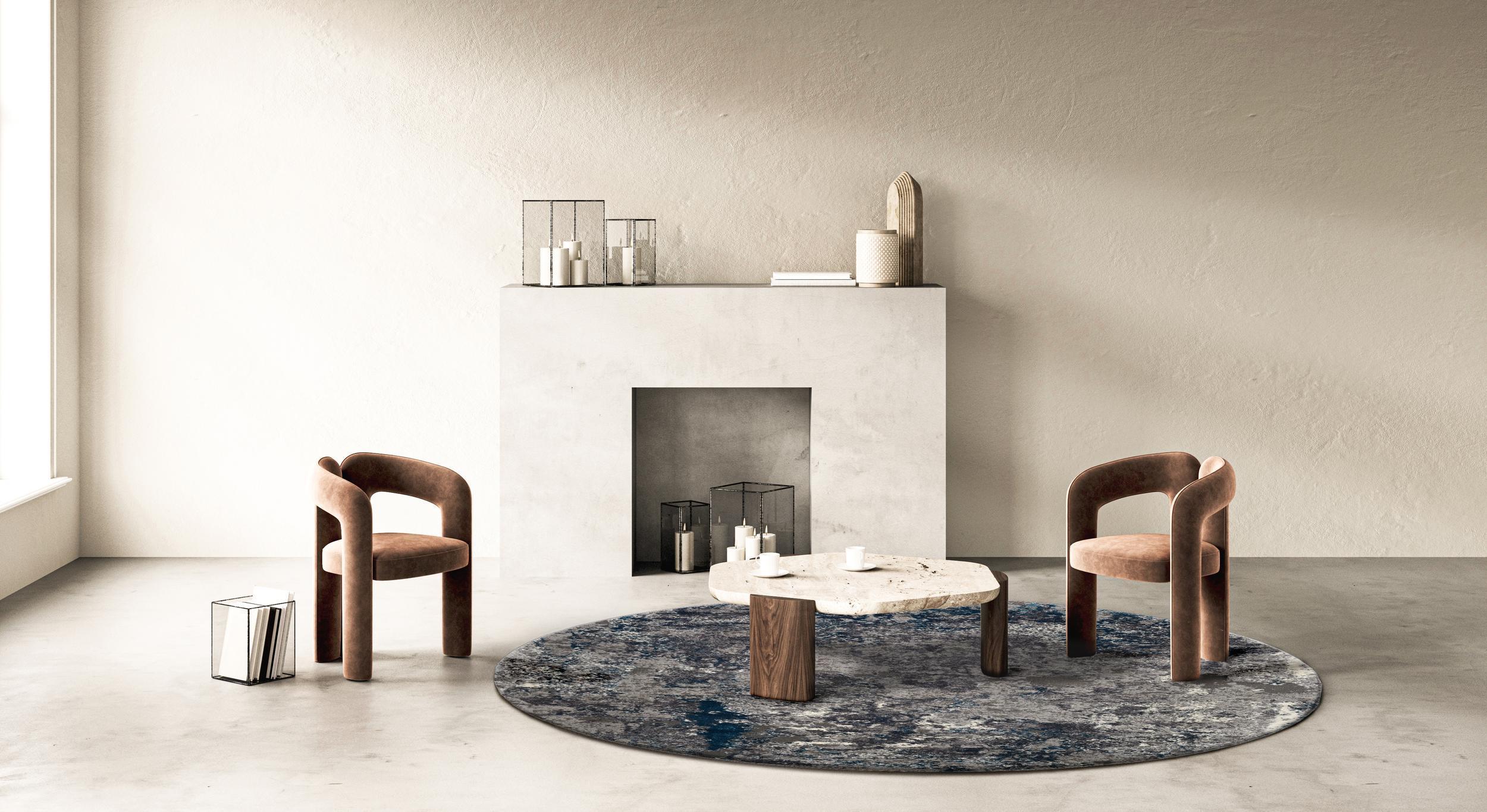 Wohnzimmer Teppich Expression Grau-Petrol aus 75% Polypropylen, 25% Polyester, in der Farbe Grau-Petrol | Homerugs - Draufsicht