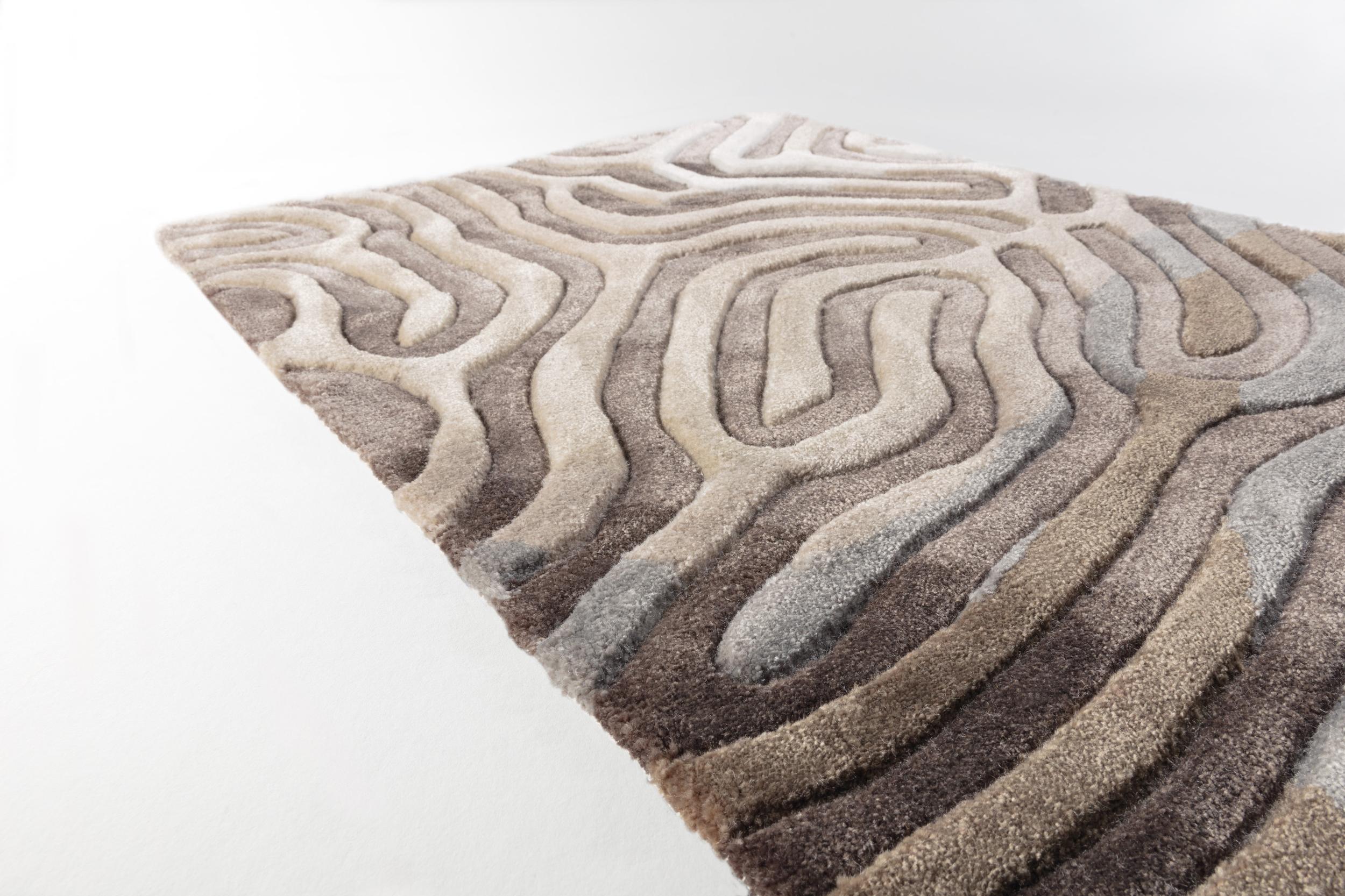 Schlafzimmer Teppich Parallel Brain Oyster Taupe aus 100% Meerseide, in der Farbe Oyster Taupe | Homerugs - Detailsicht (4)
