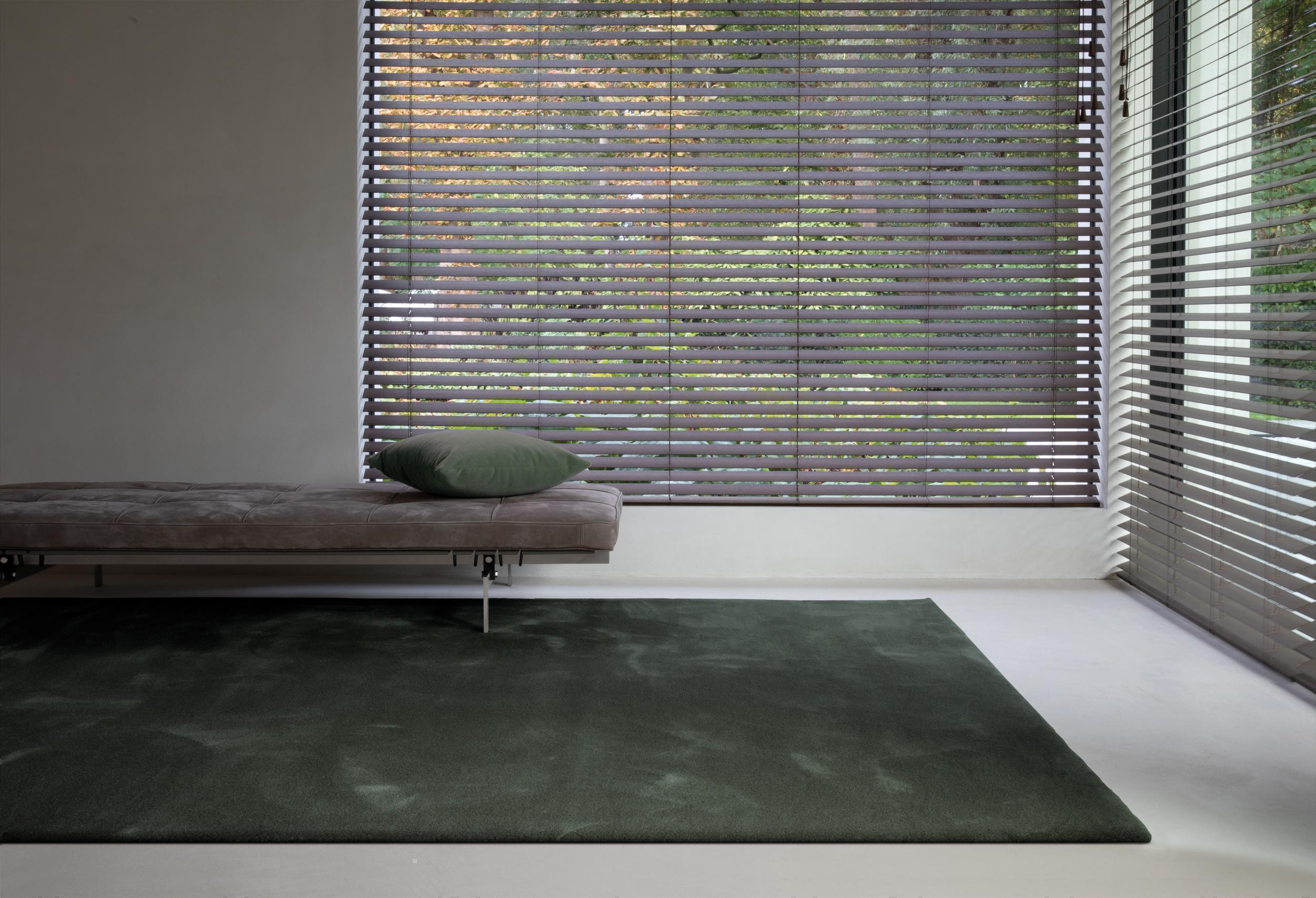 Wohnzimmer Teppich Samba Pure Medium Forest aus 43% Wolle, 40% Polyamid, 17% Tencel, in der Farbe Forest | Homerugs - Draufsicht