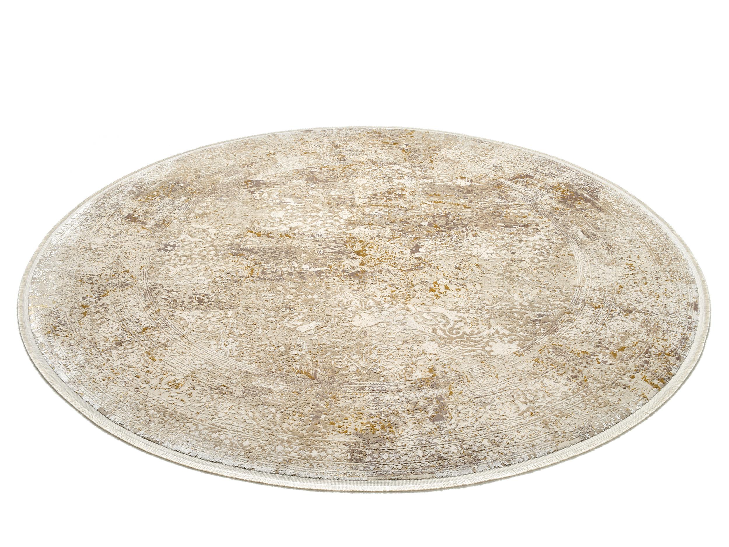 Wohnzimmer Teppich Impress 04 Beige-Gold aus 70% Viskose, 30% Polyacryl, in der Farbe Beige-Gold | Homerugs - Draufsicht