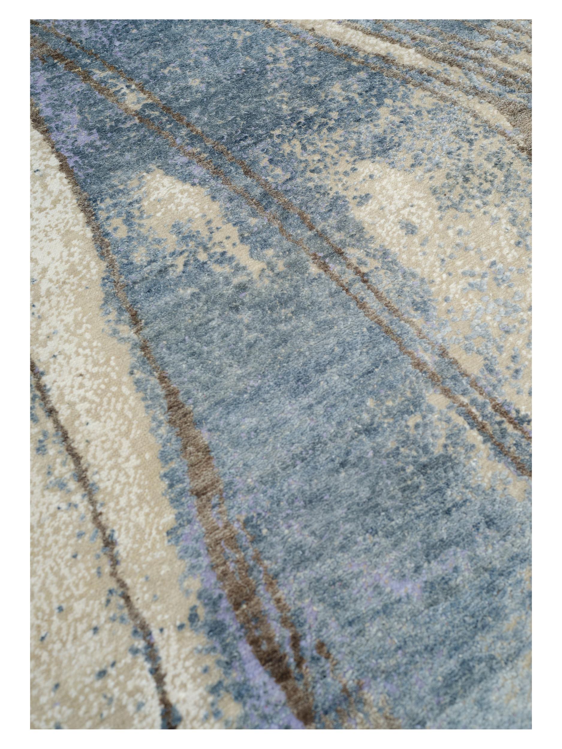 Wohnzimmer Teppich Sea Reverie Aqua aus 98% Wolle, 2% Polyester, in der Farbe Aqua | Homerugs - Raumansicht
