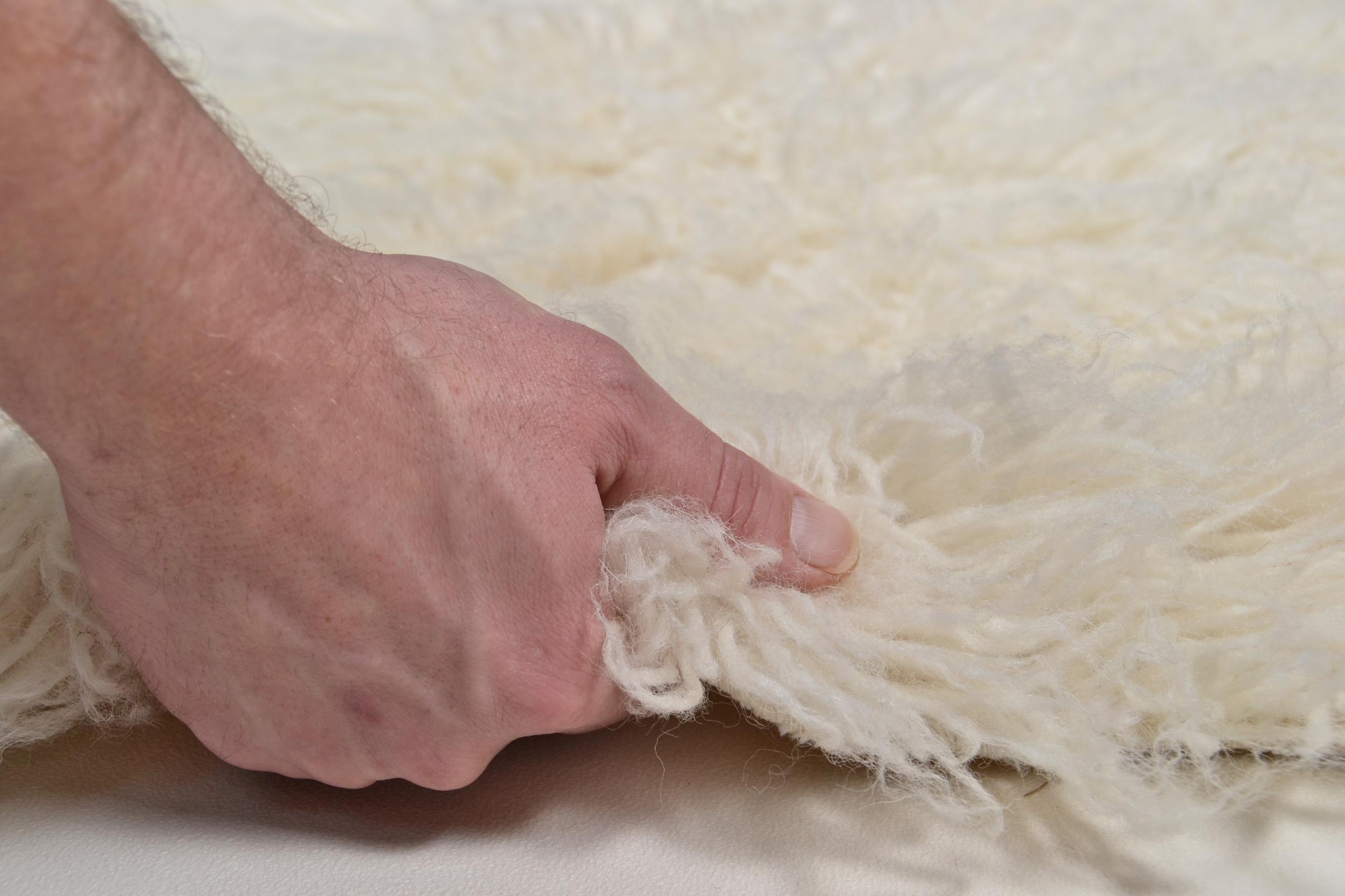 Schlafzimmer Teppich Flokos 1250 Uni 100 Natural aus 100% Schurwolle, in der Farbe Natural | Homerugs - Detailsicht (3)