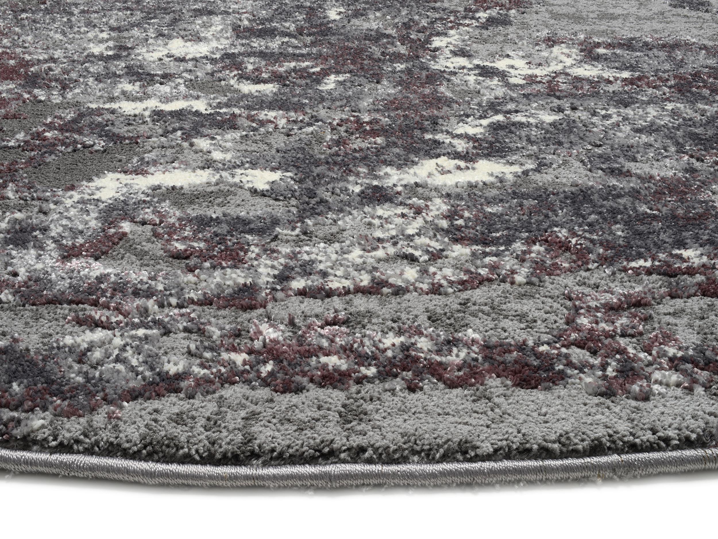 Living room rug Expression Aubergine-Beige, Synthetic fibre, in colour Eggplant Beige | Homerugs - Room View