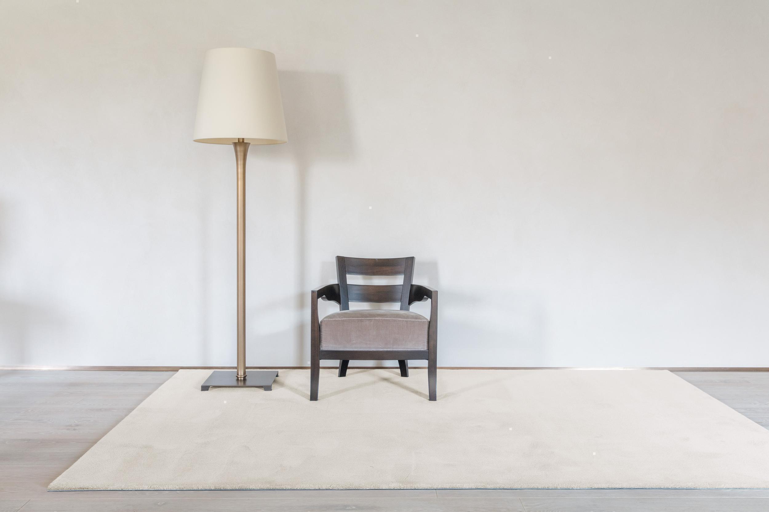 Bedroom rug Superfino High Birch, 90-100% Wool, in colour Birch | Homerugs - Room View