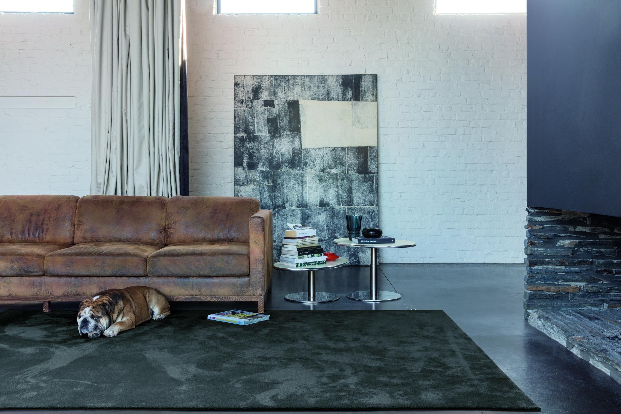 Wohnzimmer Teppich Space Gunmetal aus 100% Polyamid, in der Farbe Gunmetal | Homerugs - Draufsicht
