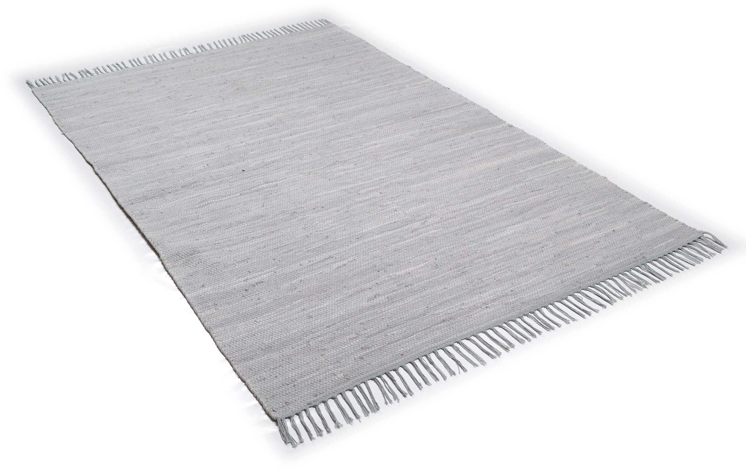 Schlafzimmer Teppich Happy Cotton Uni 650 Grey aus 100% Baumwolle, in der Farbe Grey | Homerugs - Draufsicht