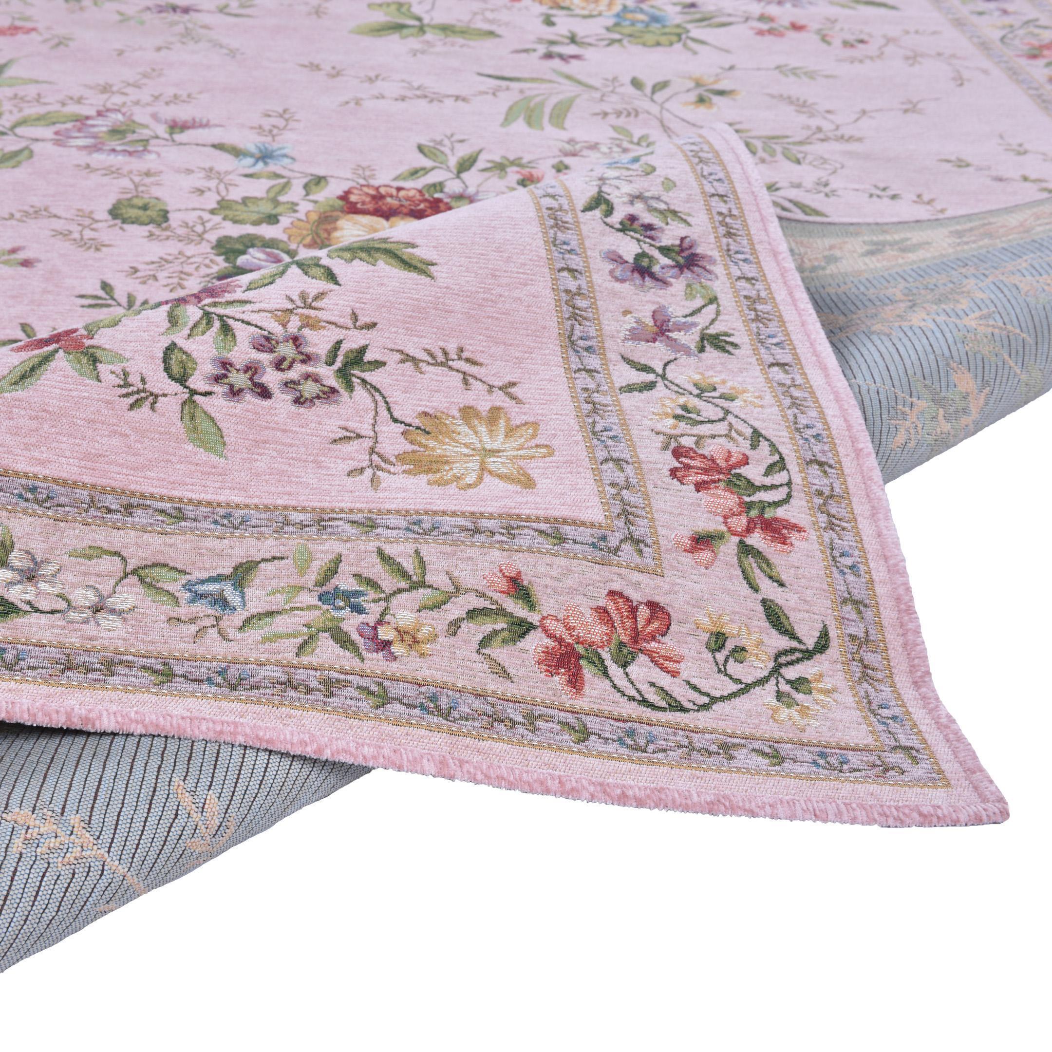 Wohnzimmer Teppich Flomi Sagrini 250 Rose aus 63% Polyester 27% Polypropylen 10% Baumwolle, in der Farbe Rose | Homerugs - Raumansicht