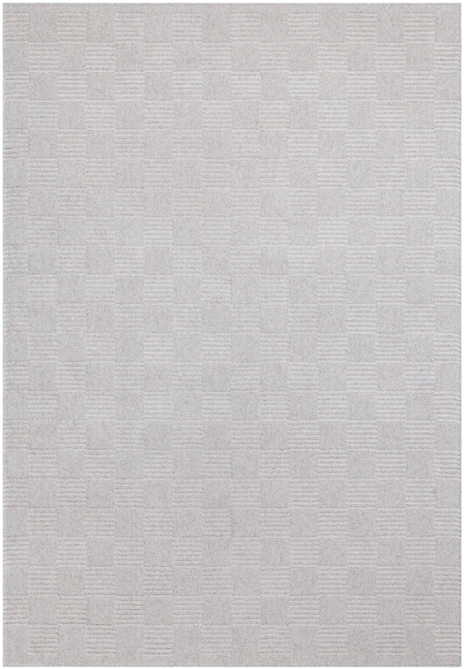 Schlafzimmer Teppich Check Grau aus 100% Wolle, in der Farbe Grau | Homerugs - Draufsicht