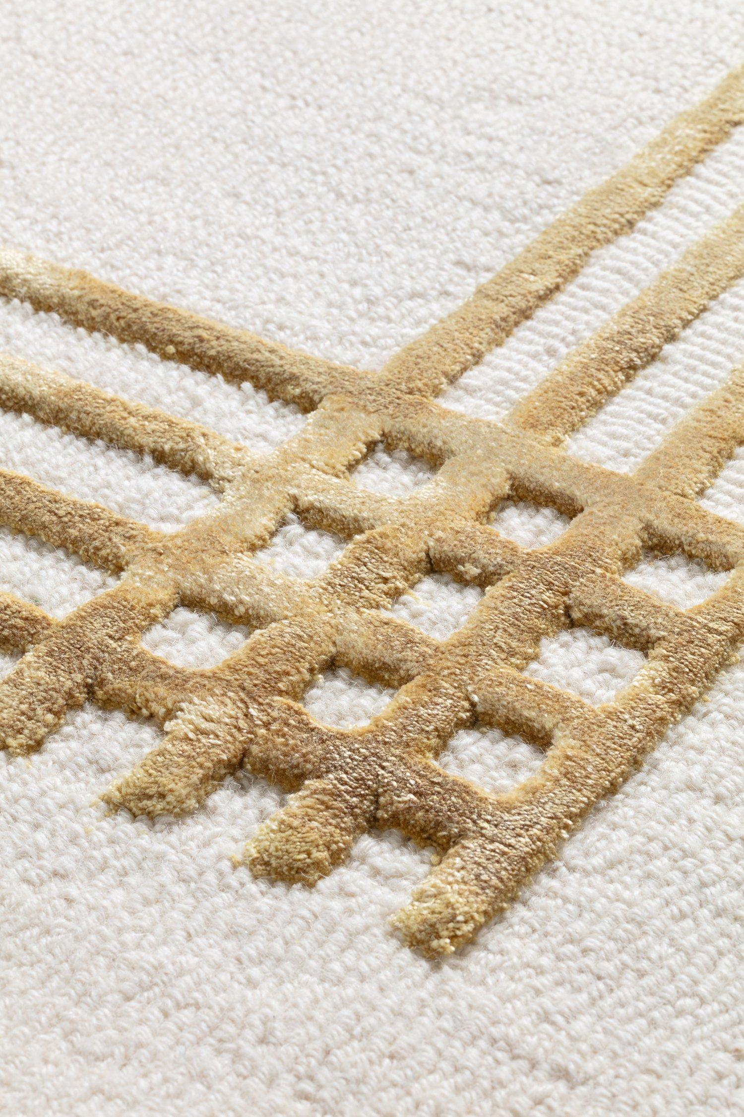Schlafzimmer Teppich Beeline Weiss/Beige aus 50% Wolle, 50% Viskose, in der Farbe Weiss/Beige | Homerugs - Detailsicht (3)