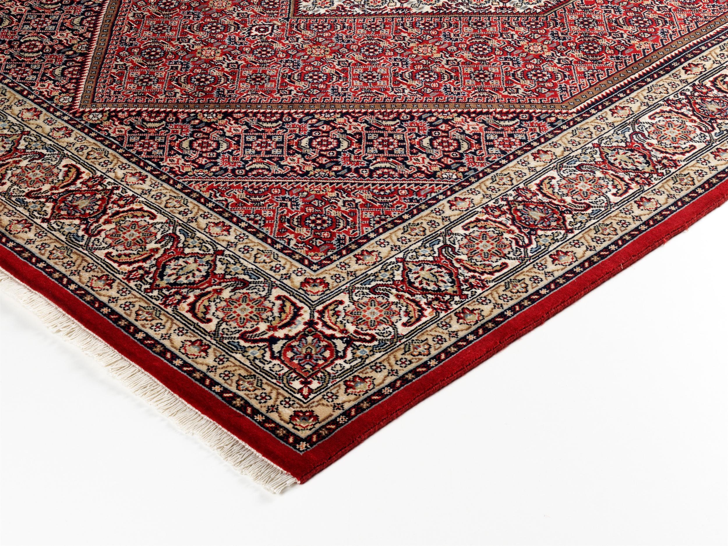 Wohnzimmer Teppich Ranci Bidjar Rot-Creme aus 100% Schurwolle, in der Farbe Rot-Creme | Homerugs - Detailsicht (4)