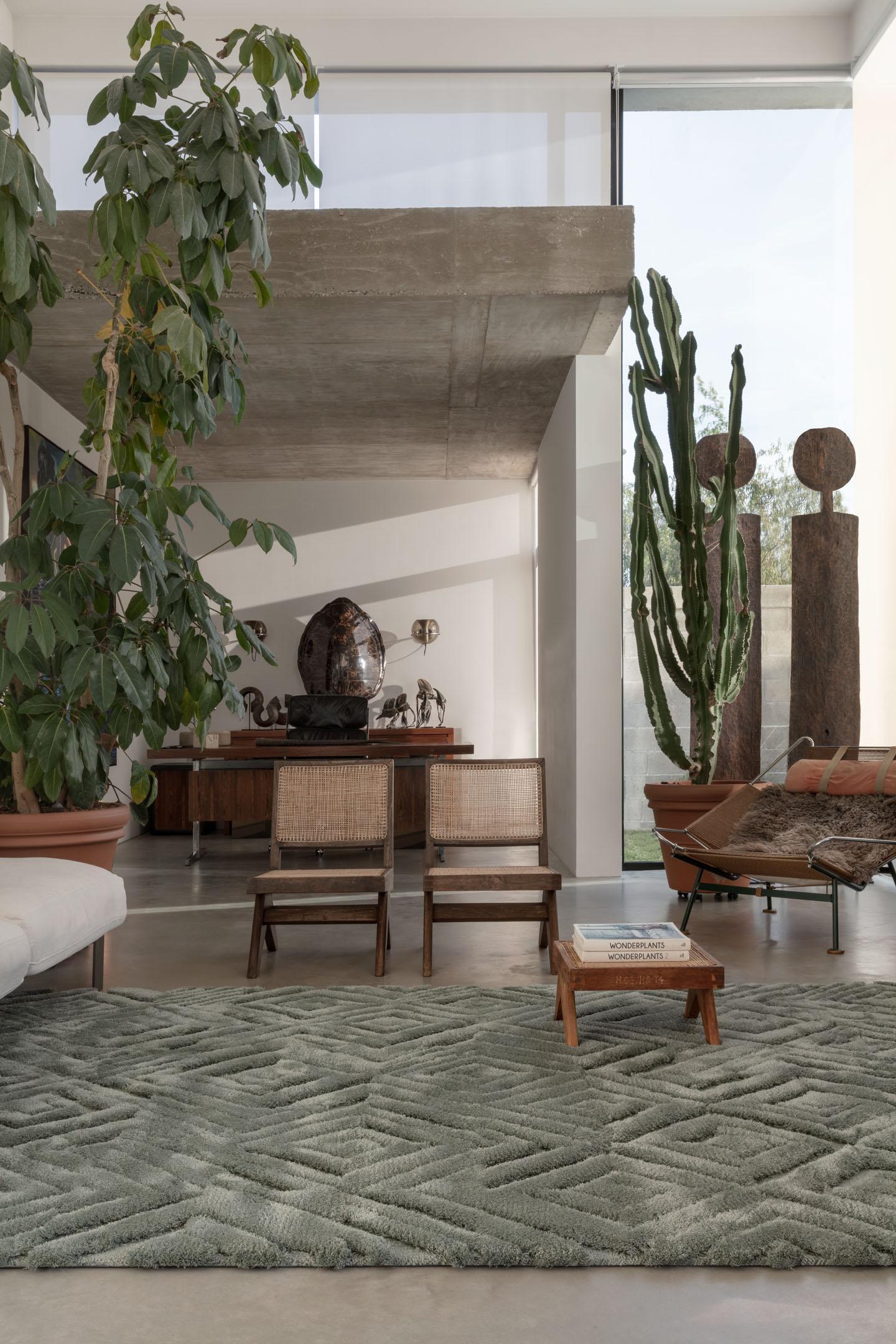 Wohnzimmer Teppich Cosmic Gala Viridian aus 56,4% Wolle, 25% Tencel, 18,6% Leinen, in der Farbe Viridian | Homerugs - Detailsicht (3)