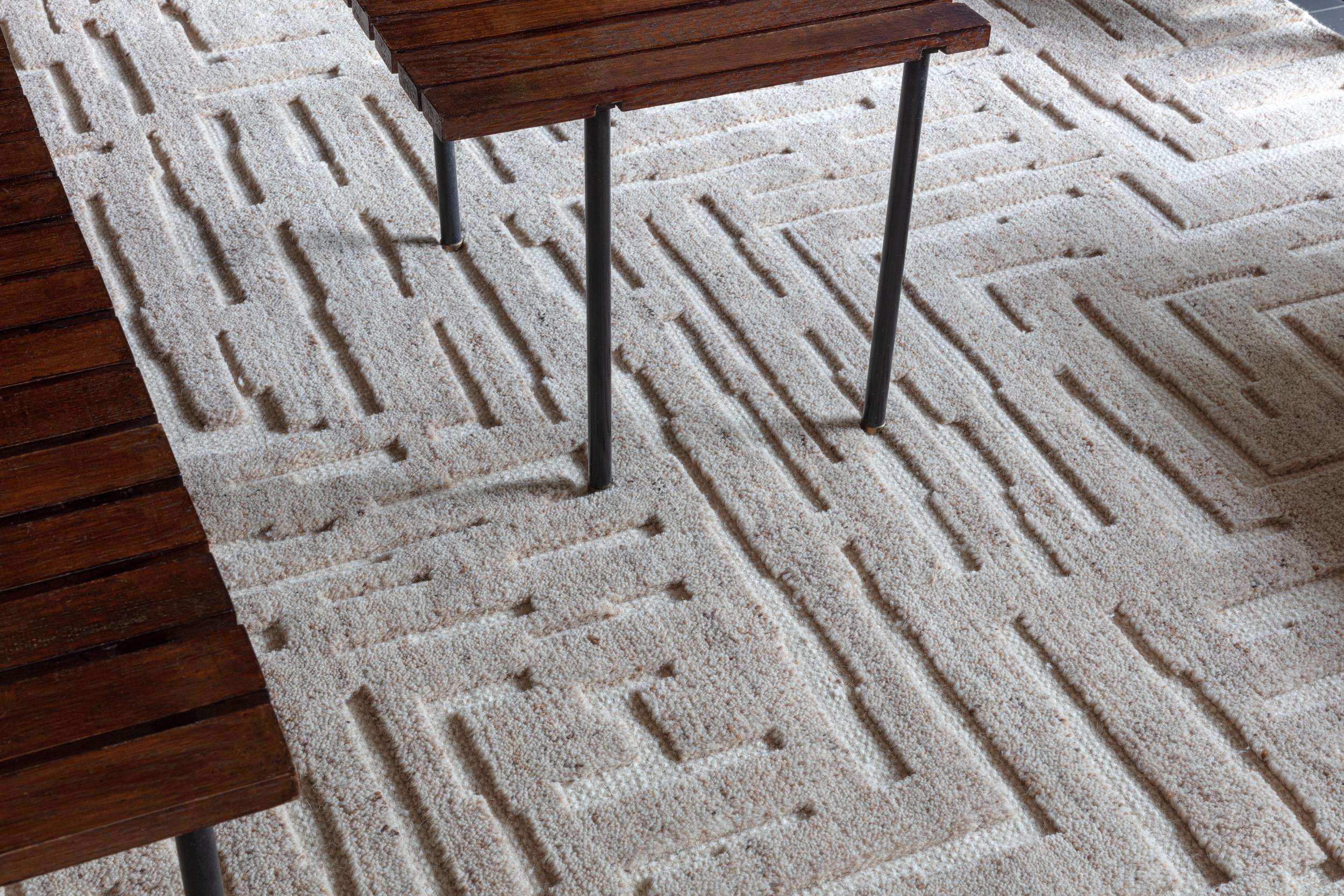 Wohnzimmer Teppich Samoa Maze Manilla aus 100% Wolle, in der Farbe Manilla | Homerugs - Detailsicht (4)