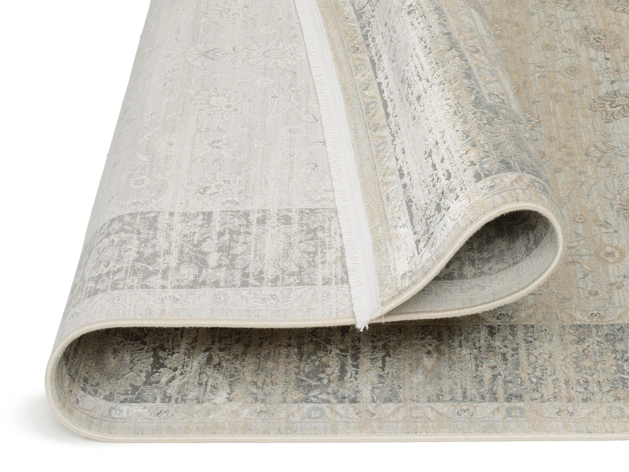 Wohnzimmer Teppich Horus Nima Beige-Grau aus 70% Viskose, 30% Polyacryl, in der Farbe Beige-Grau | Homerugs - Detailsicht (5)