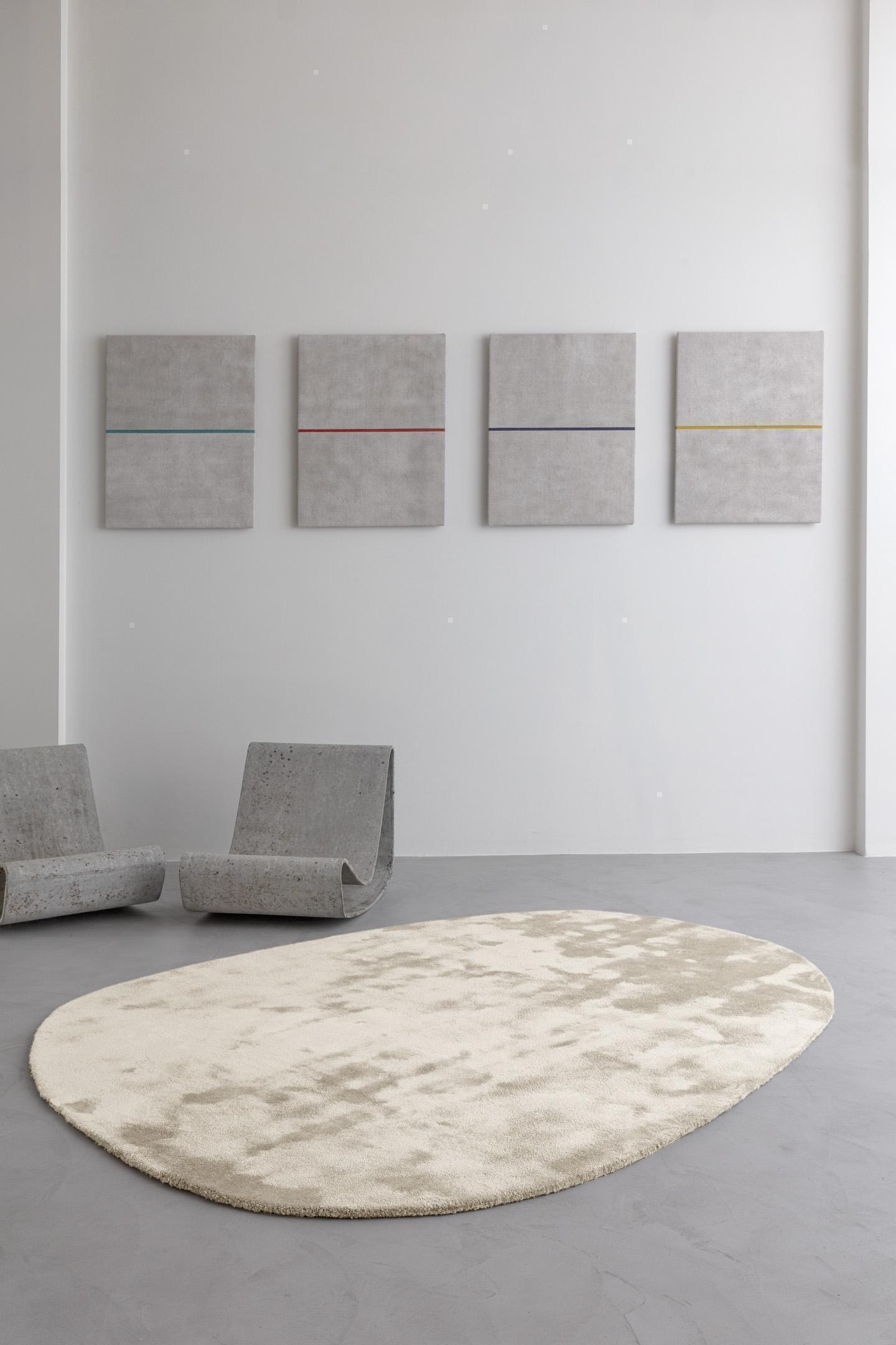 Wohnzimmer Teppich Astral Sand aus 100% Tencel, in der Farbe Sand | Homerugs - Raumansicht