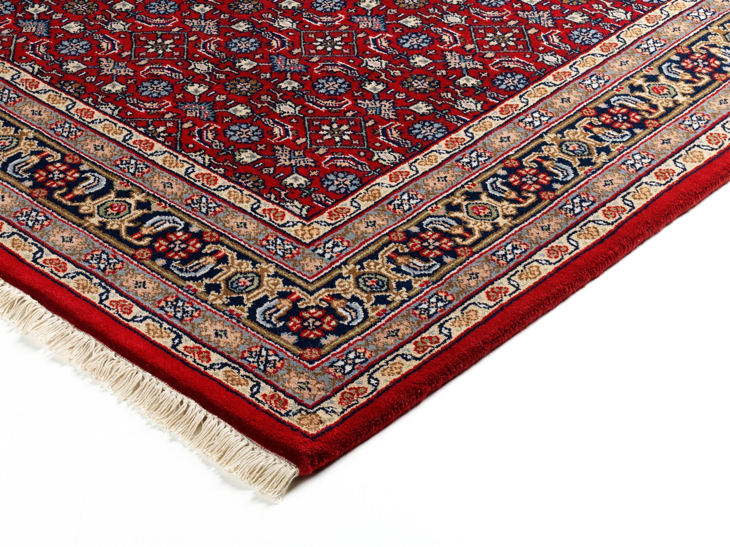 Schlafzimmer Teppich Patna Herati Rot-Blau aus 100% Schurwolle, in der Farbe Rot-Blau | Homerugs - Detailsicht (5)