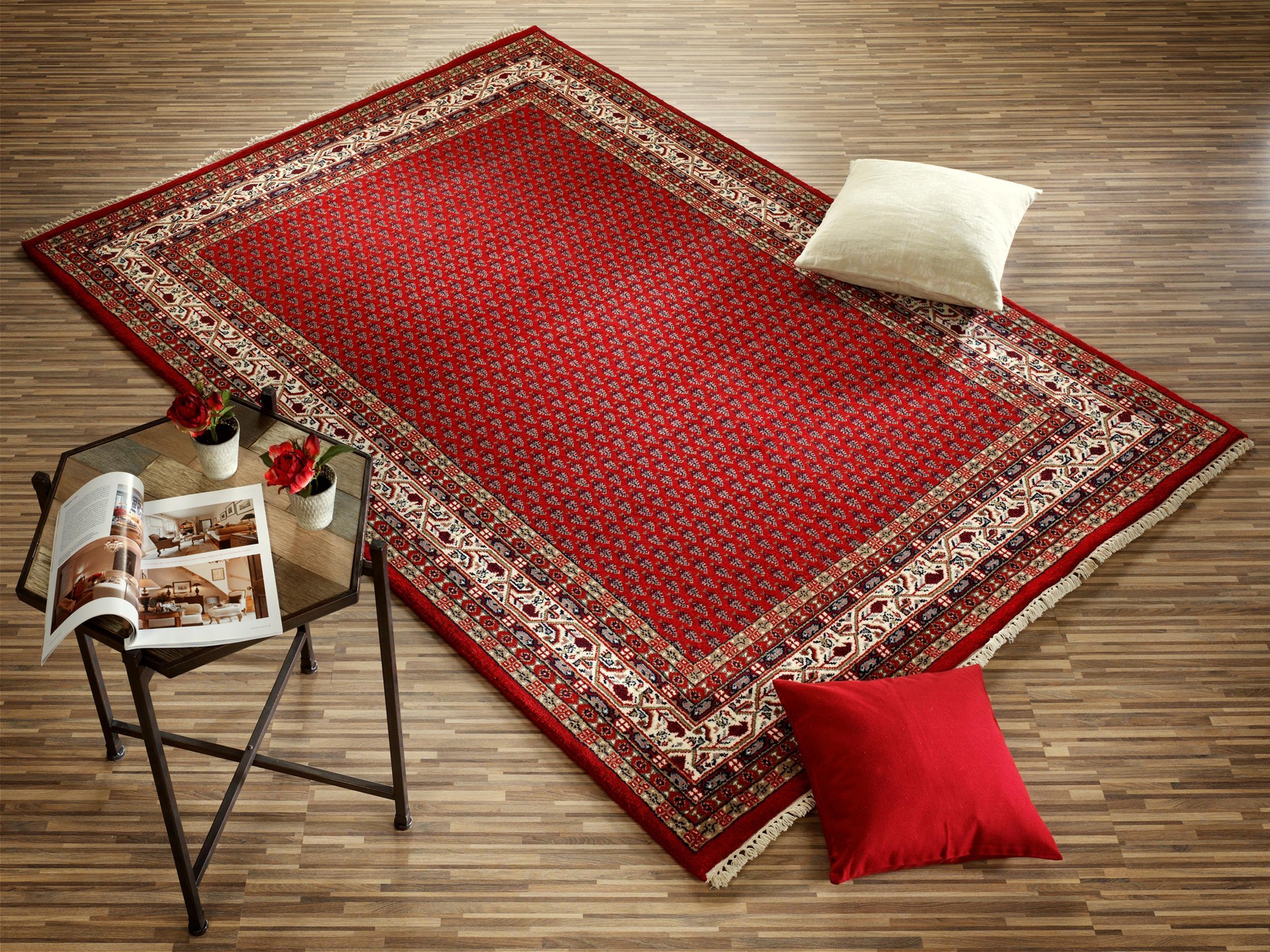 Hallway / Corridor rug Patna Mir Rot-Creme, machine-made, in colour Red Cream | Homerugs - Top View