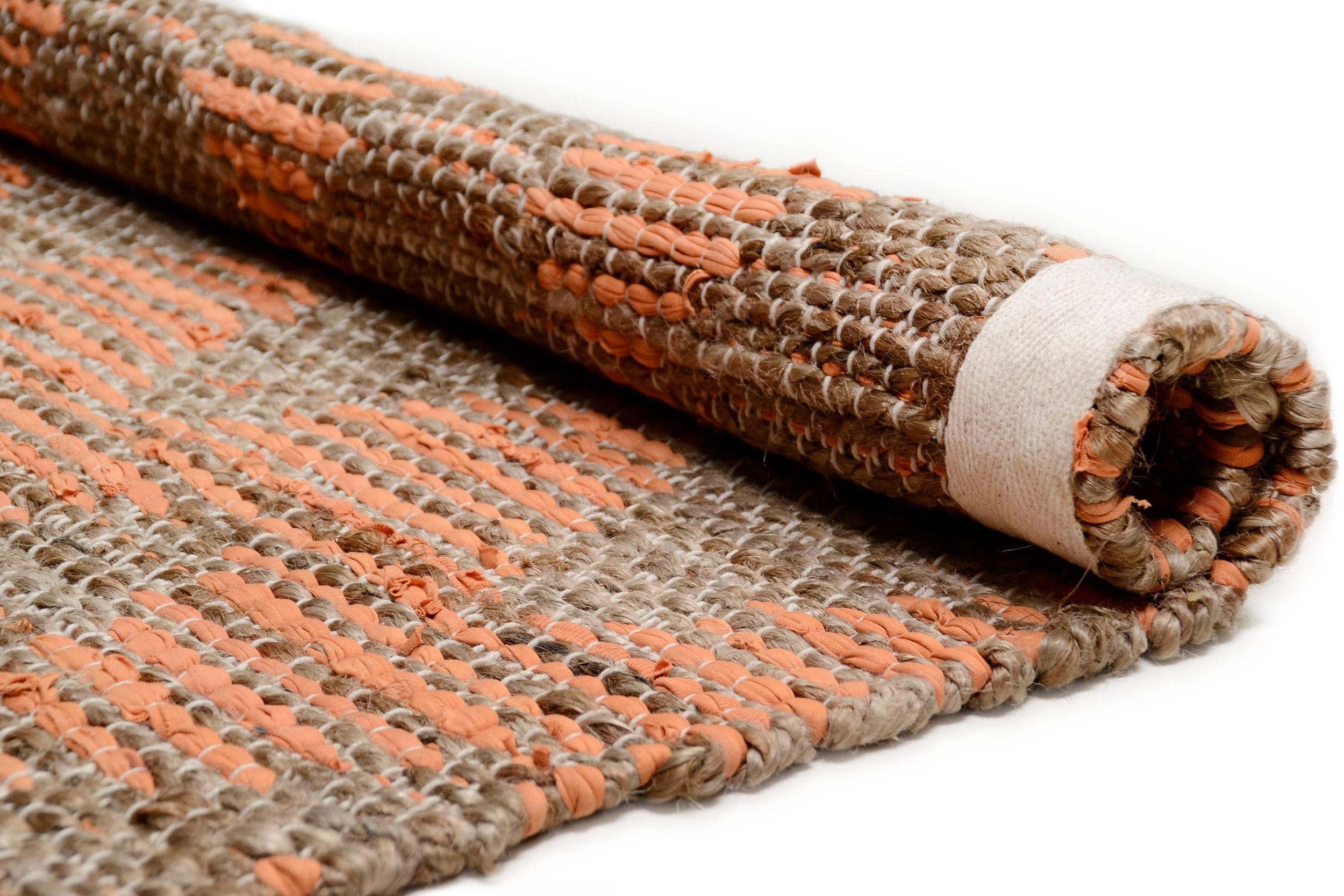 Bedroom rug Smooth Comfort Pas.Zigzag 115 Natural/Multi, 60% Cotton + 40% Jute, in colour Natural/Multi | Homerugs - Detail View (3)