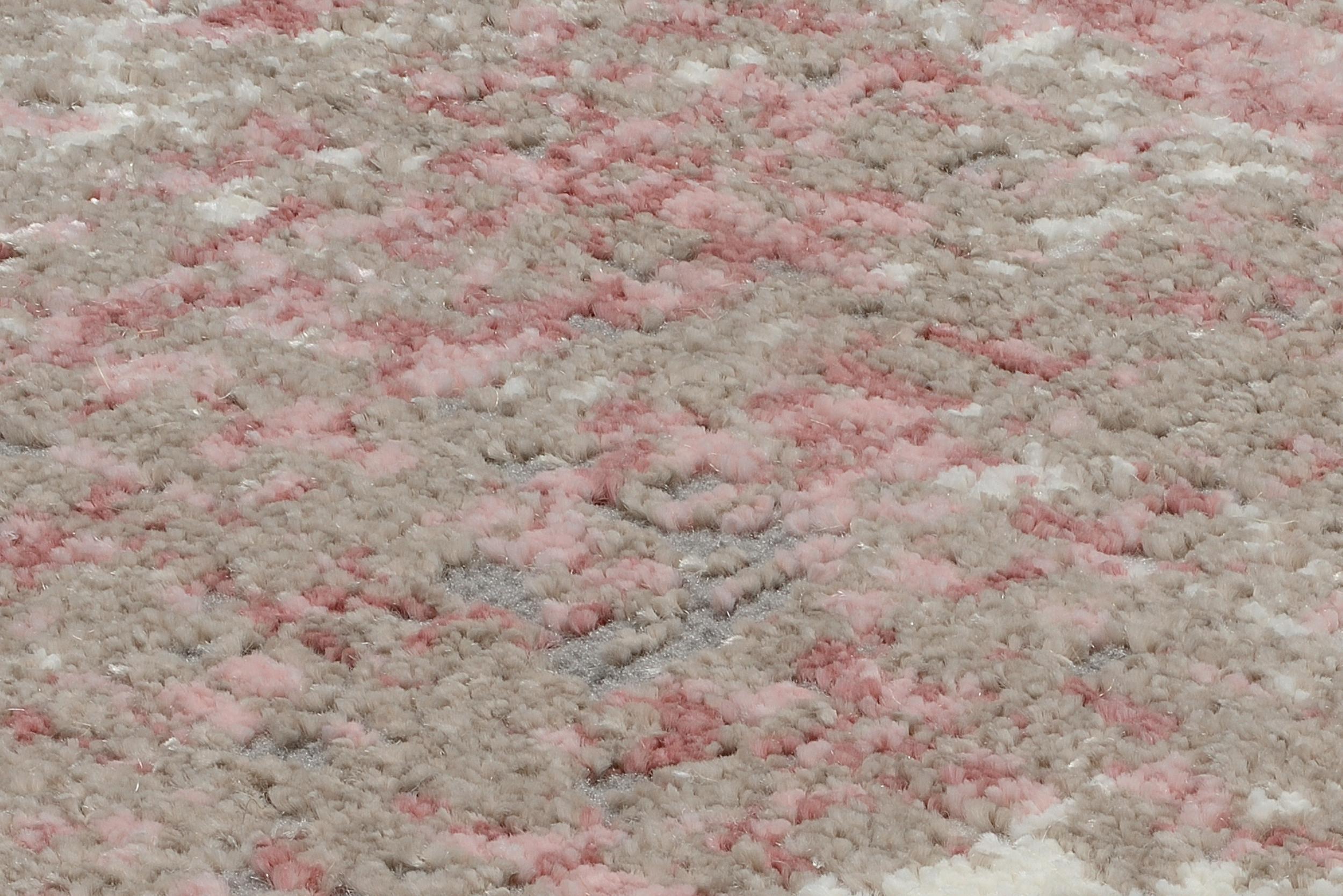 Wohnzimmer Teppich Light & Schadow 02 Creme-Rosa aus 75% Polypropylen, 25% Polyester, in der Farbe Creme-Rosa | Homerugs - Detailsicht (4)