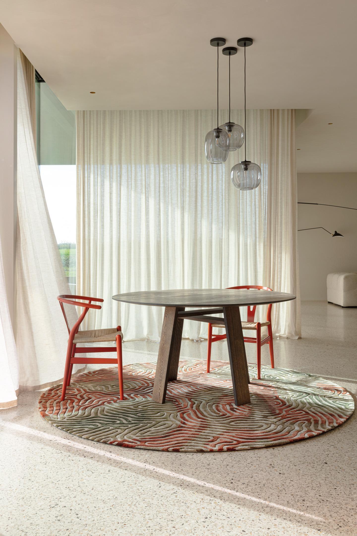 Wohnzimmer Teppich Parallel Brain Chili Moss aus 100% Meerseide, in der Farbe Chili Moss | Homerugs - Detailsicht (3)