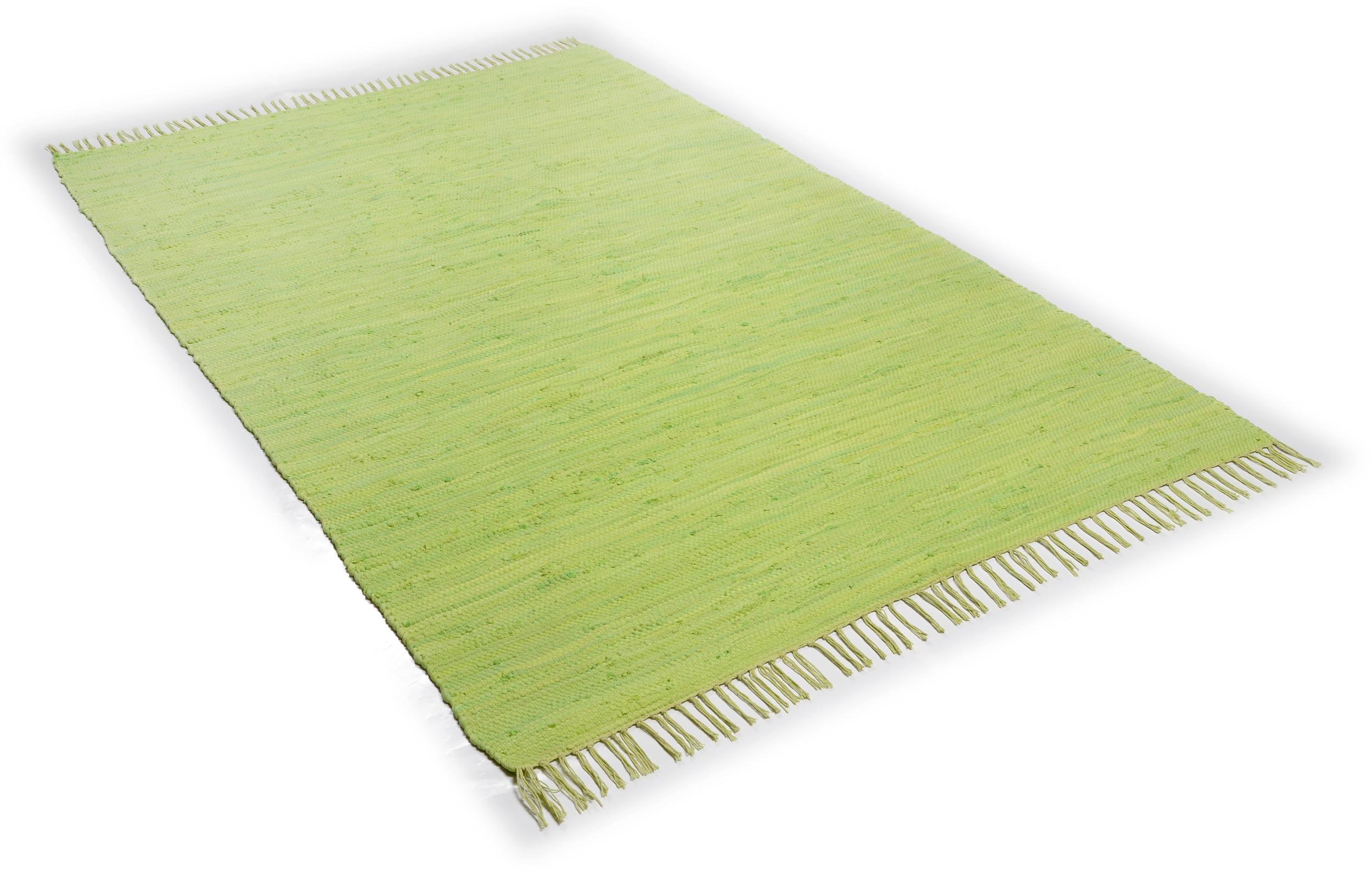 Bedroom rug Happy Cotton Uni 300 Green, 100% Cotton, in colour Green | Homerugs - Room View