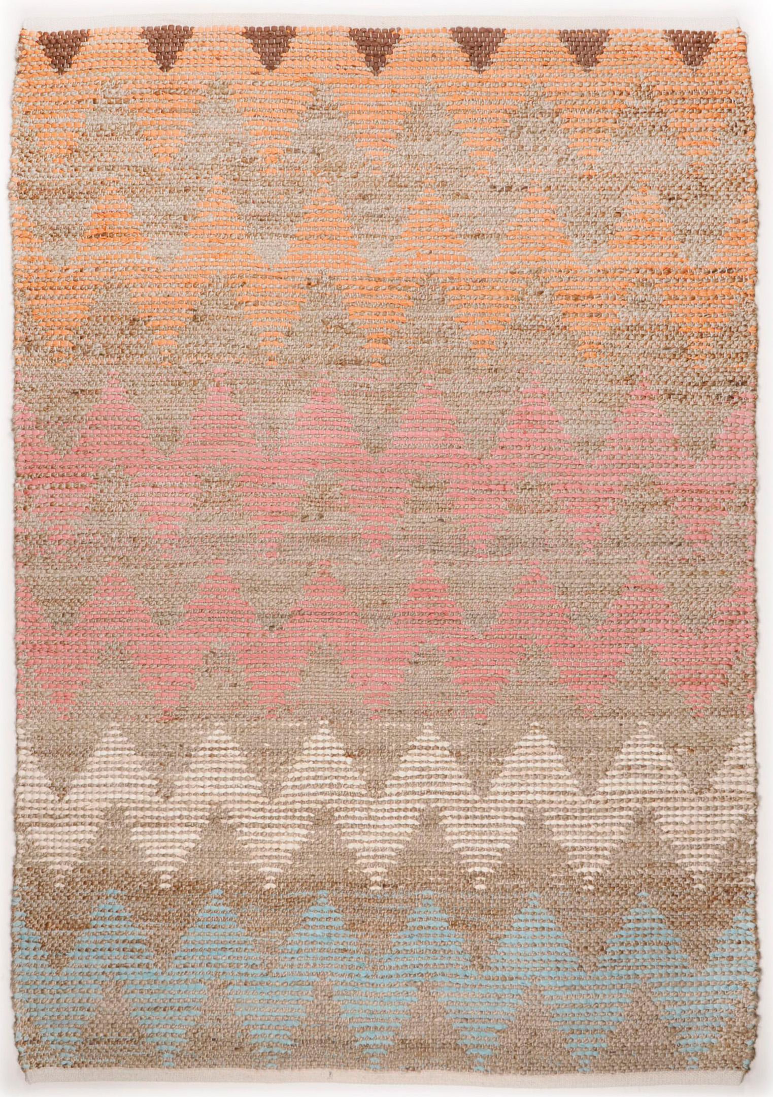 Wohnzimmer Teppich Smooth Comfort Pas.Zigzag 115 Natural/Multi aus 60% Baumwolle + 40% Jute, in der Farbe Natural/Multi | Homerugs - Raumansicht