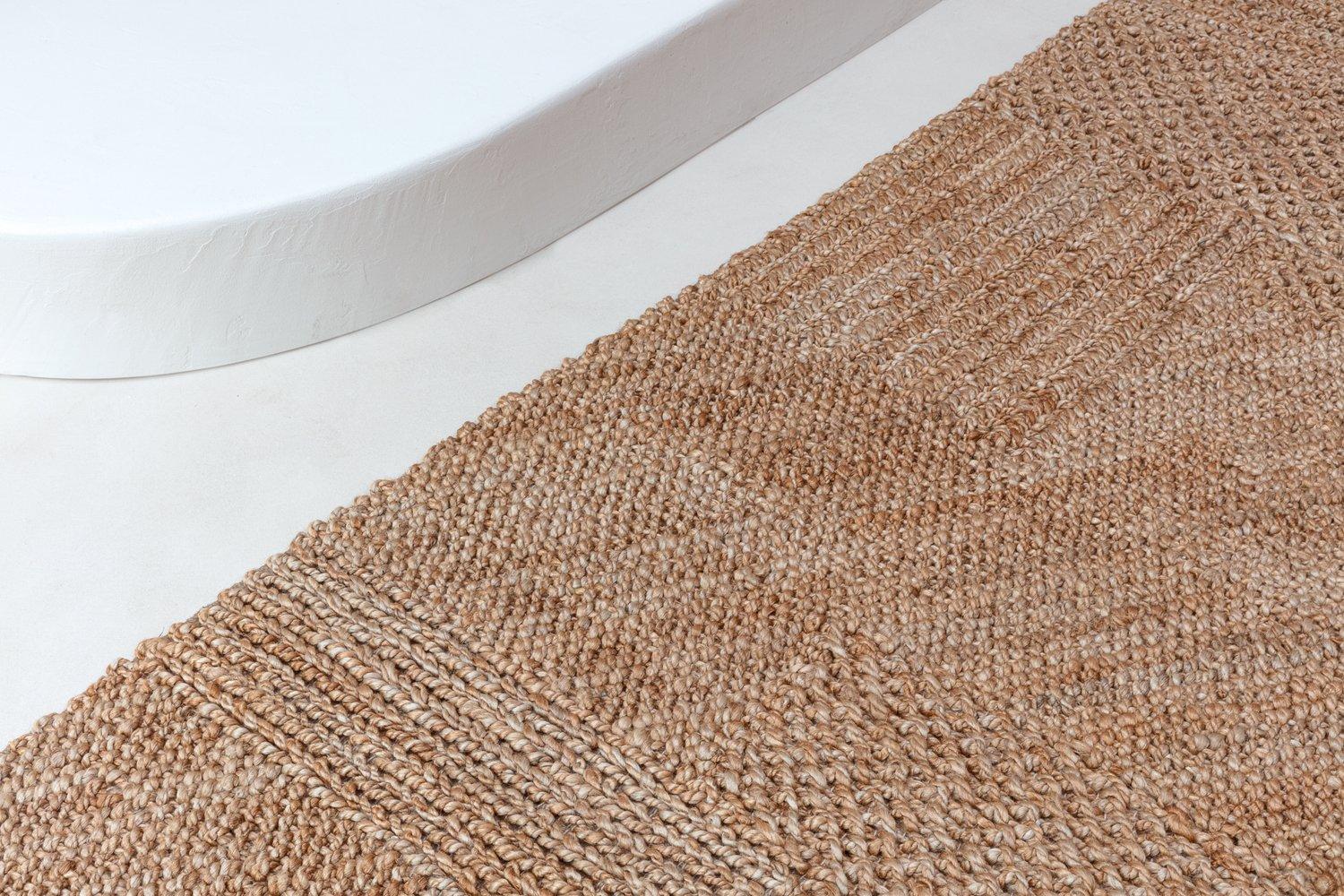 Schlafzimmer Teppich Handweb-Teppich Aerial Hellbraun aus 100% Jute, in der Farbe Hellbraun | Homerugs - Detailsicht (6)
