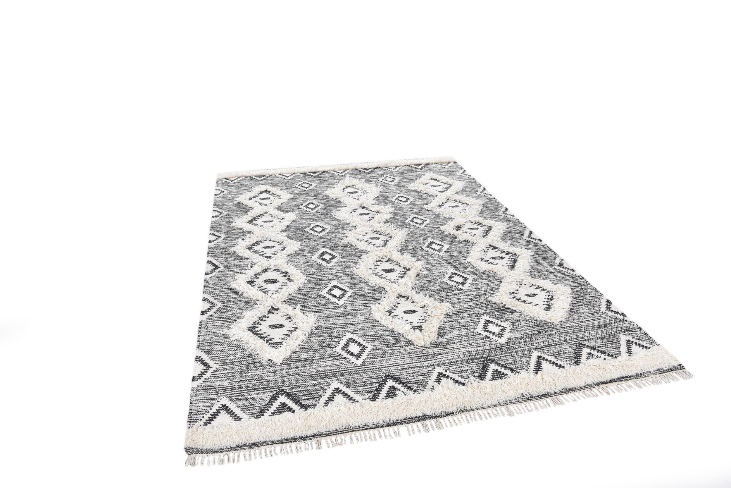 Wohnzimmer Teppich Mora 14019 615 Black/White aus 80% Schurwolle / 20% Baumwolle, in der Farbe Black/White | Homerugs - Detailsicht (6)