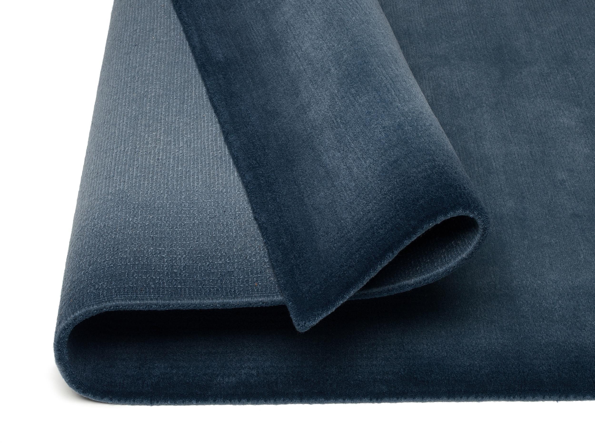 Wohnzimmer Teppich Phokara Melange Blau aus 100% Schurwolle, in der Farbe Blau | Homerugs - Draufsicht